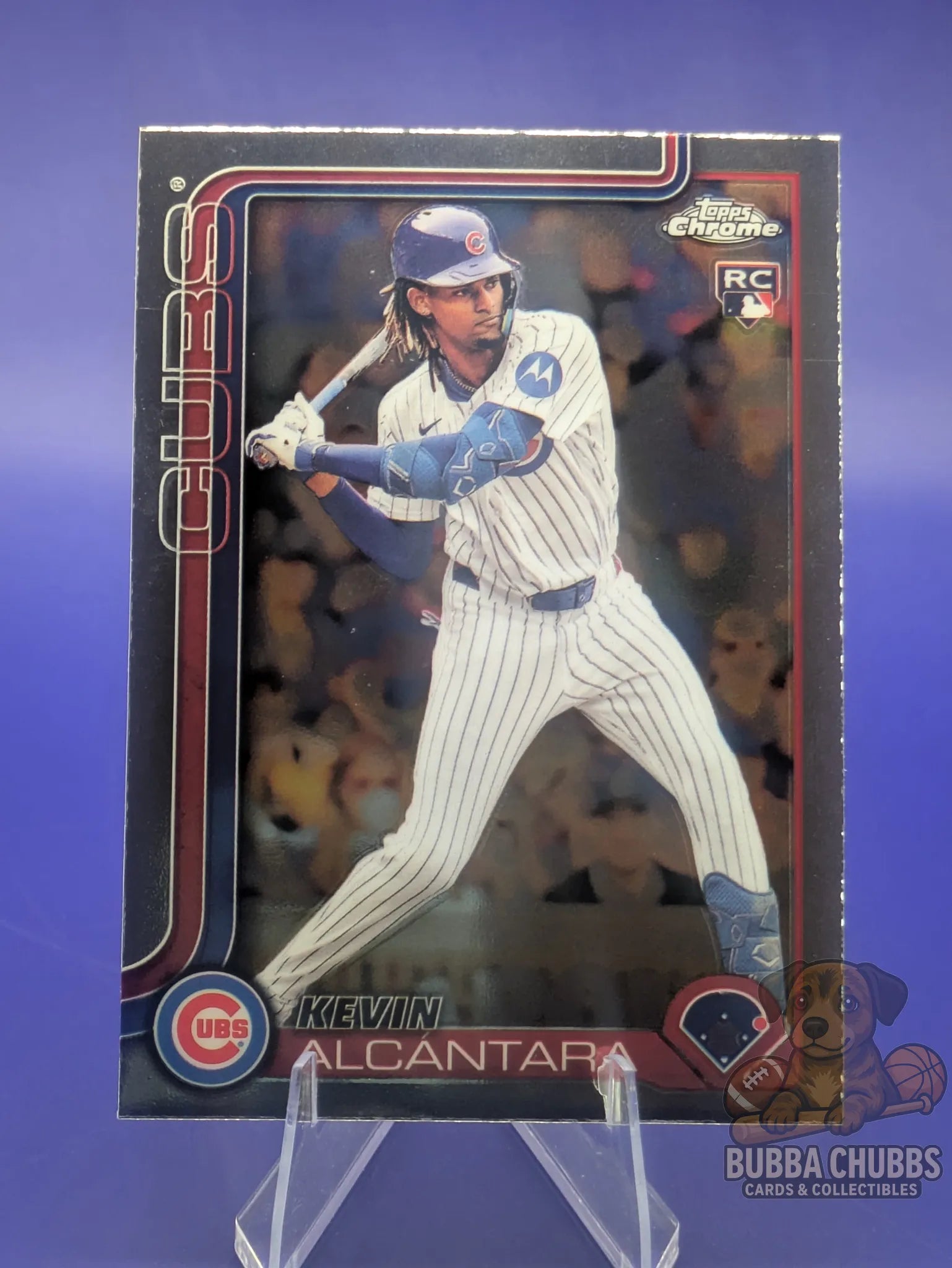 Baseball trading card of Kevin Alcantara Chicago Cubs Topps Chrome Rookie