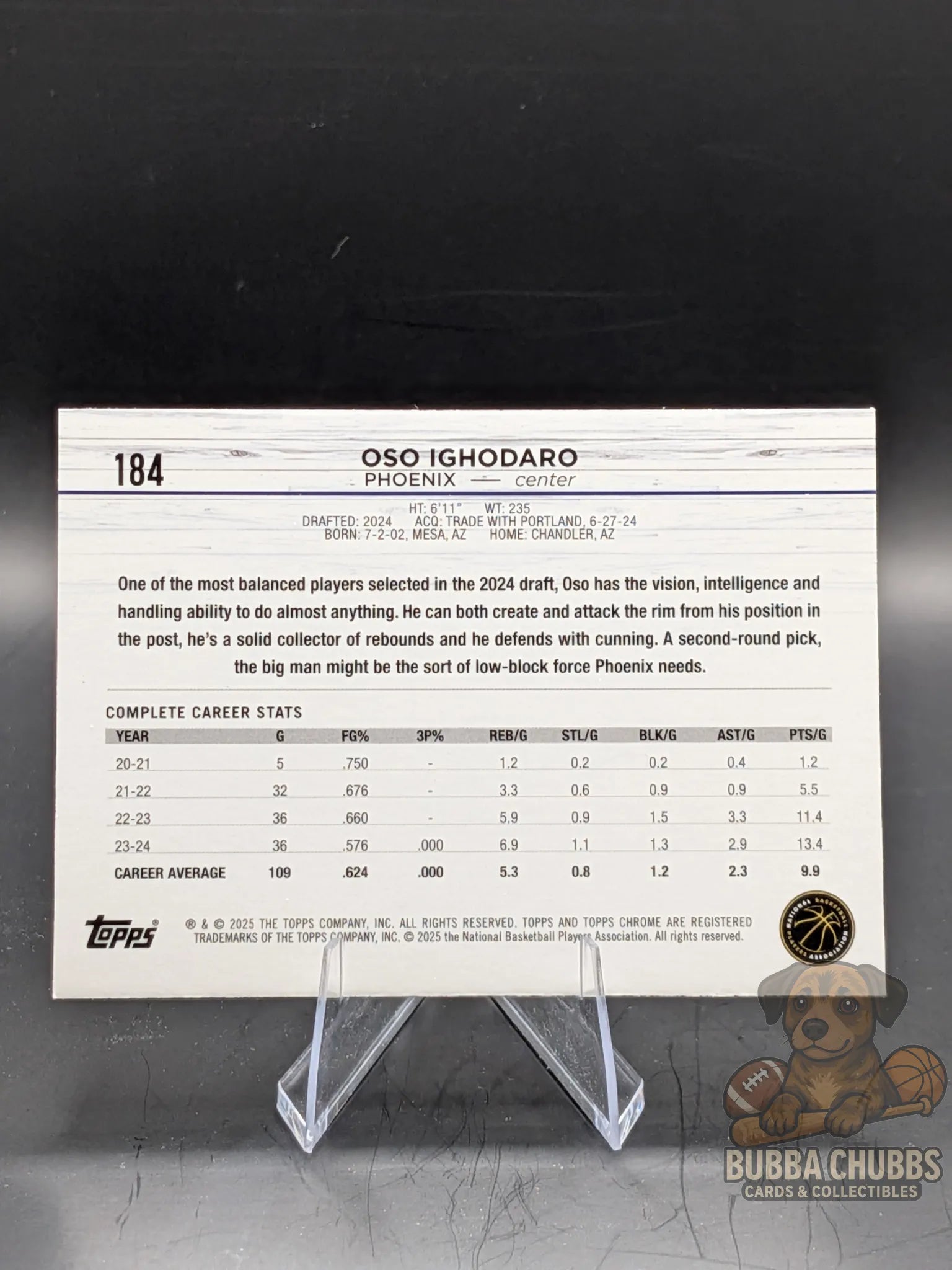 Basketball trading card featuring Phoenix Suns player Oso Ighodaro topps chrome rookie