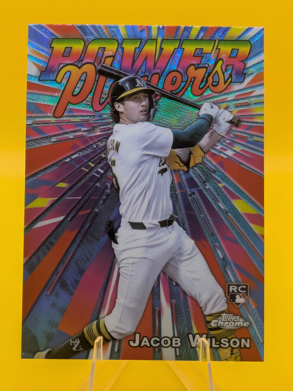 Baseball trading card of Jacob Wilson Athletics Rookie Power Players Blue Refractor