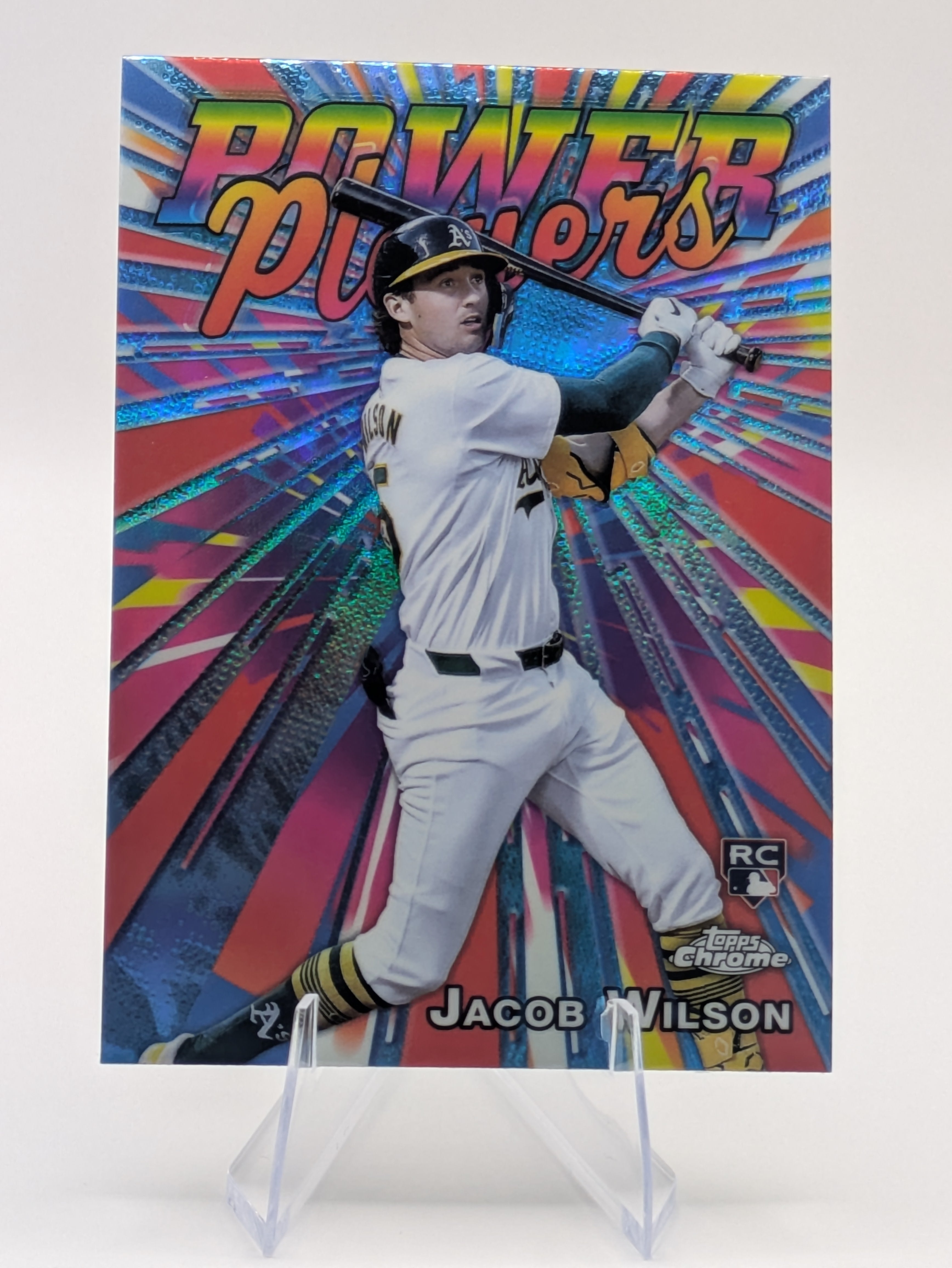 Baseball trading card of Jacob Wilson Athletics Rookie Power Players Blue Refractor