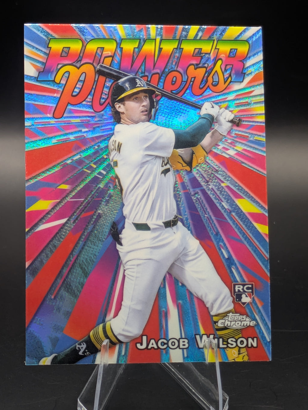 Baseball trading card of Jacob Wilson Athletics Rookie Power Players Blue Refractor