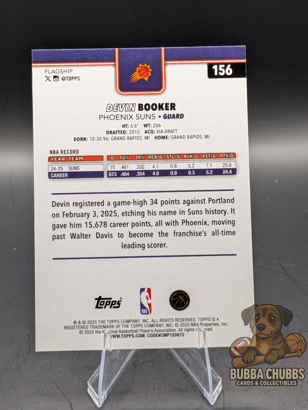 Basketball trading card of Devin Booker topps flagship base