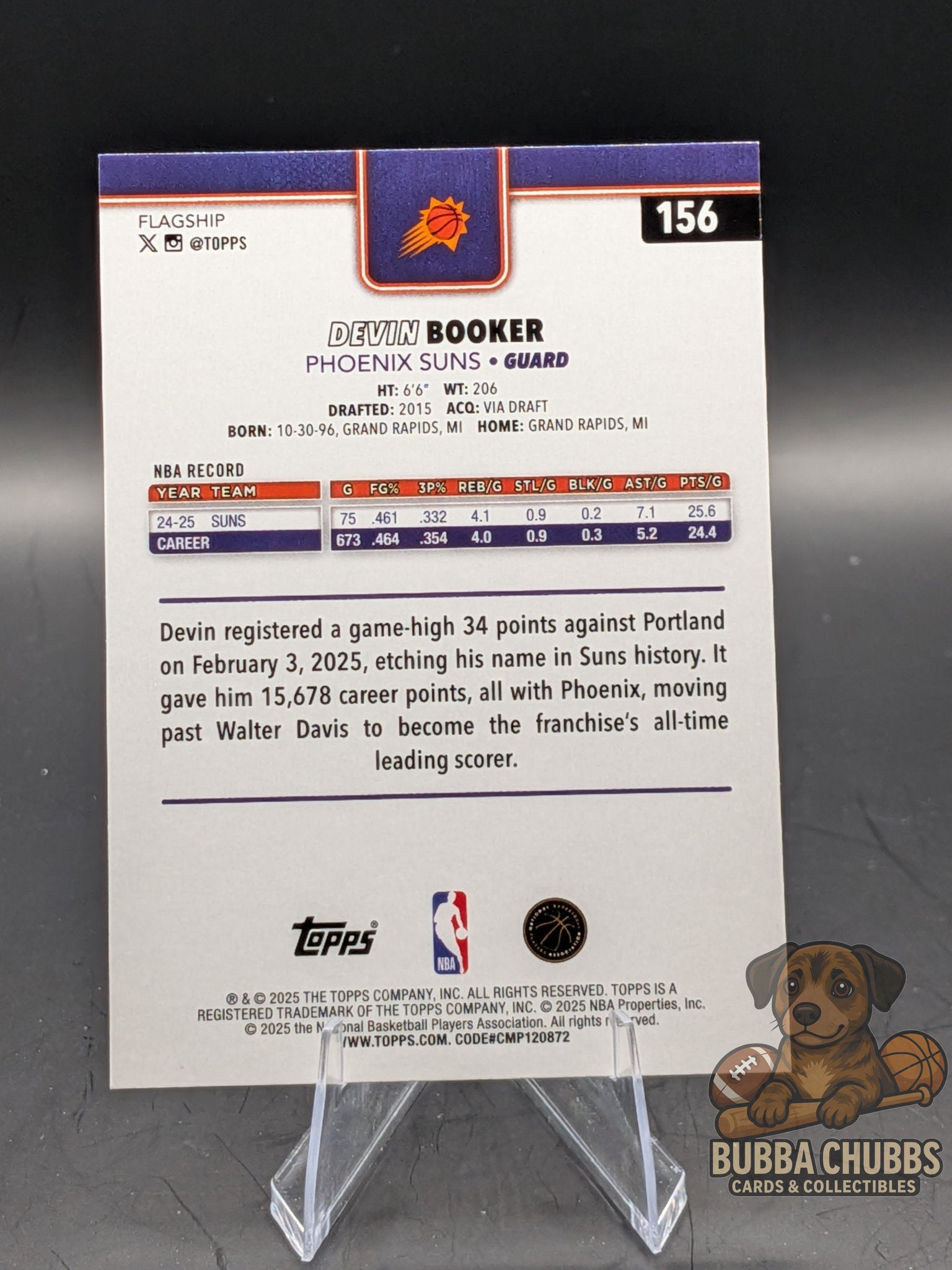 Basketball trading card of Devin Booker topps flagship base