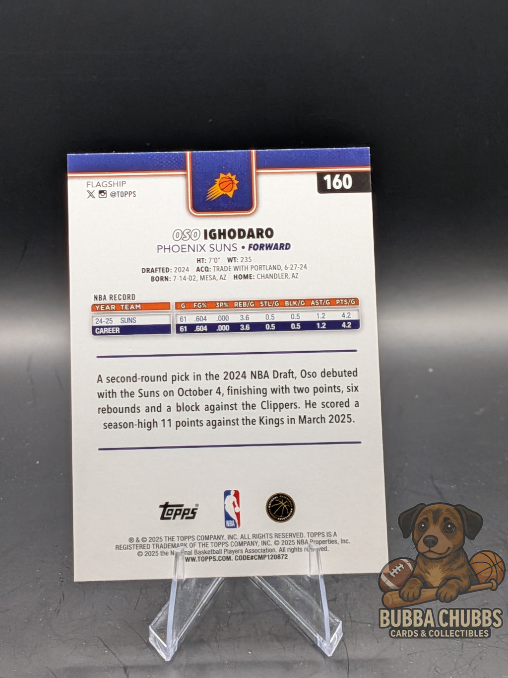 Basketball trading card of Oso Ighodaro topps flagship