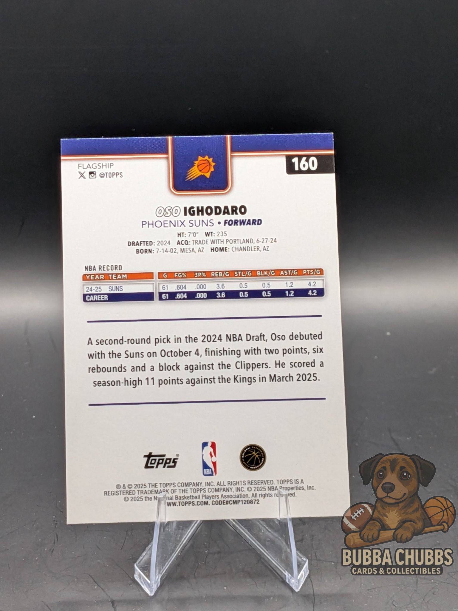 Basketball trading card of Oso Ighodaro topps flagship