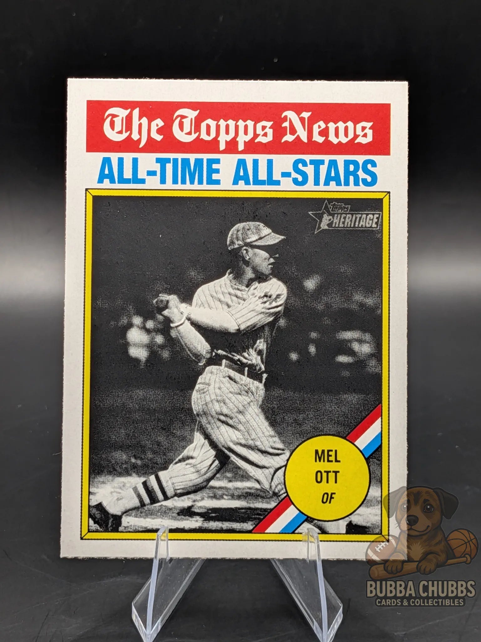 Baseball trading card featuring Mel Ott  Topps News All-Time All-Stars series insert