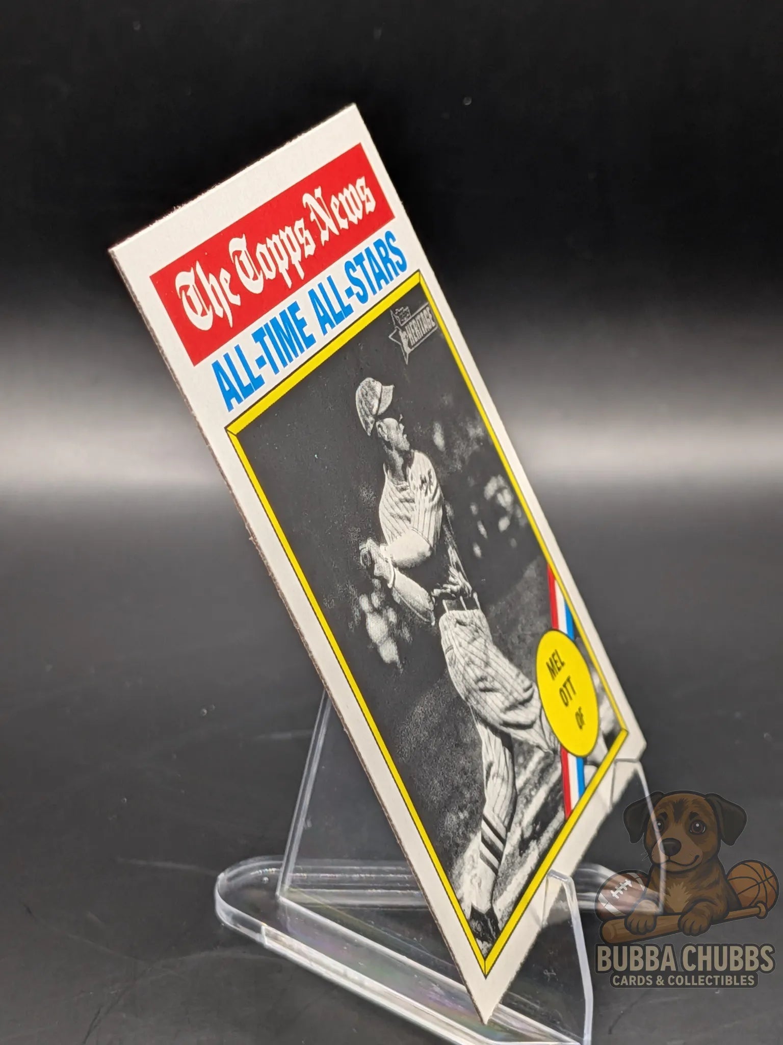 Baseball trading card featuring Mel Ott  Topps News All-Time All-Stars series insert