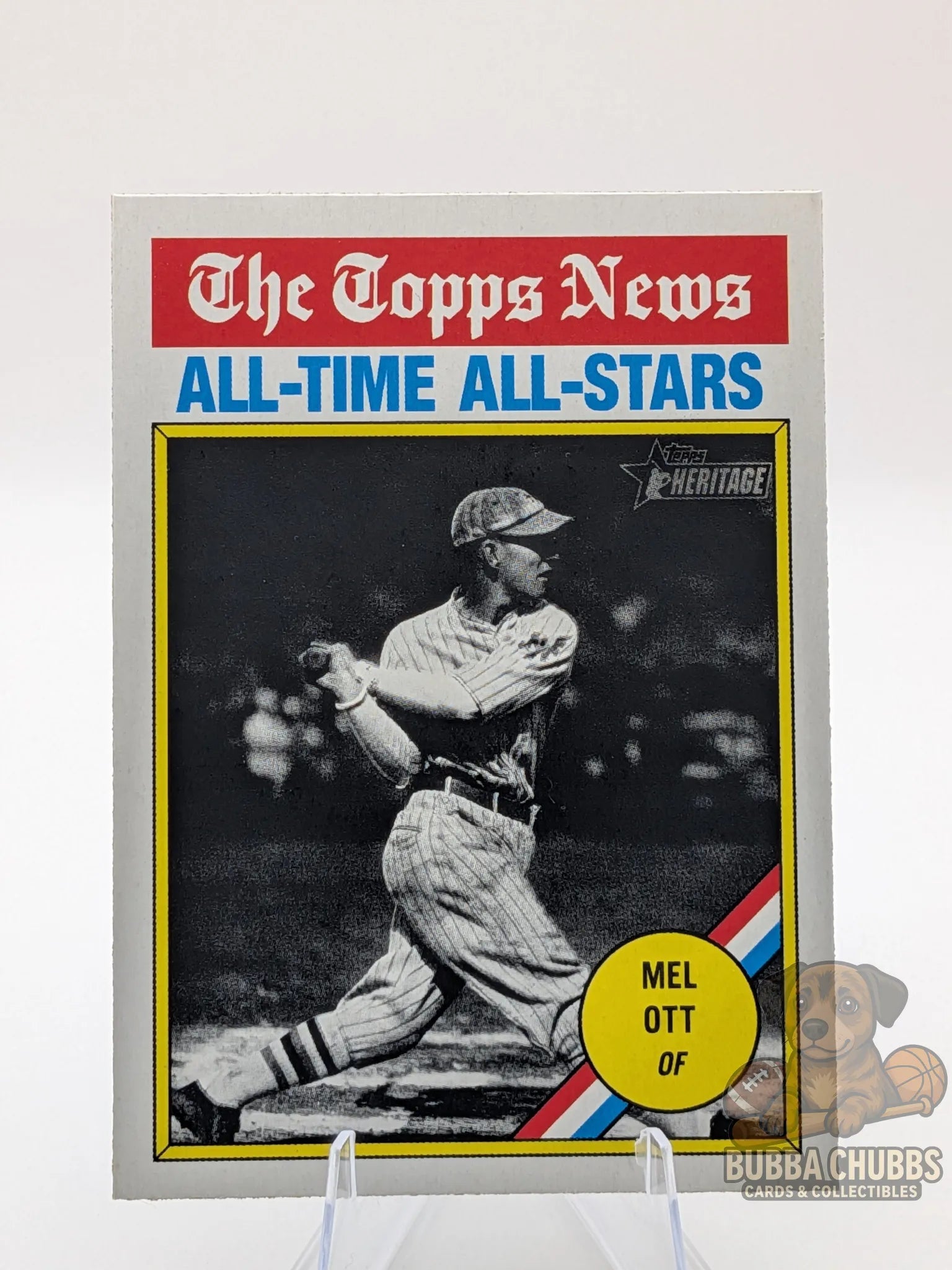 Baseball trading card featuring Mel Ott  Topps News All-Time All-Stars series insert