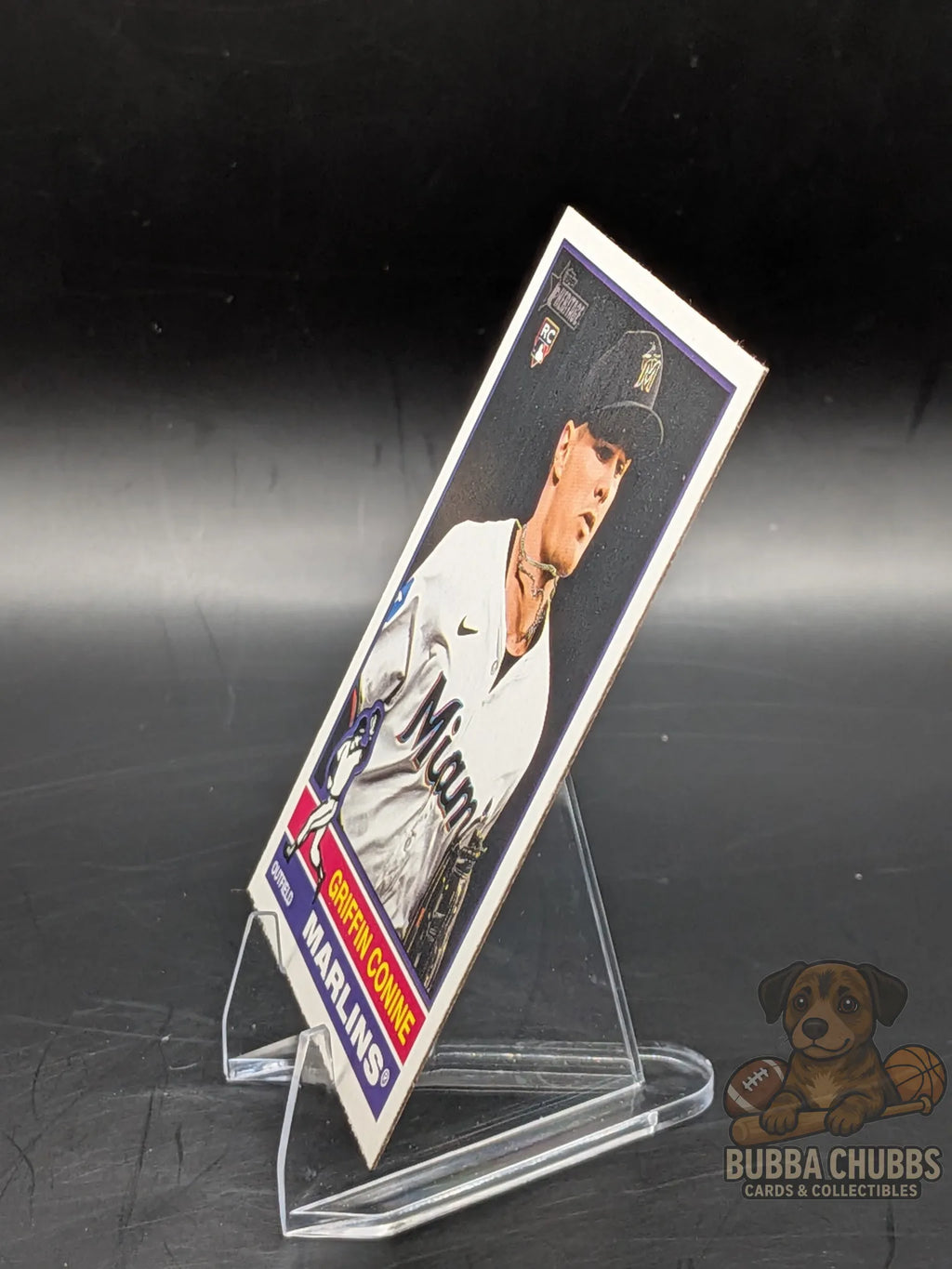 Baseball rookie trading card of Griffin Conine with the Miami Marlins topps heritage