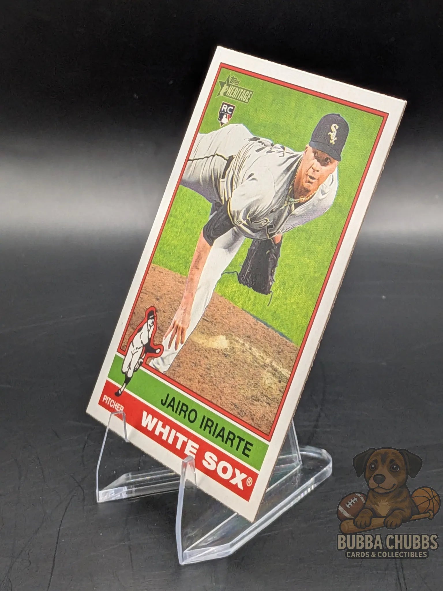 Baseball rookie trading card of Jairo Iriarte of the Chicago White Sox topps heritage