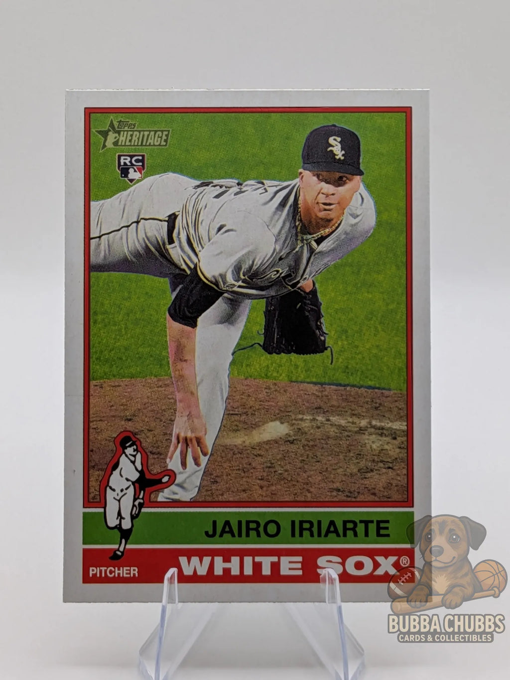 Baseball rookie trading card of Jairo Iriarte of the Chicago White Sox topps heritage