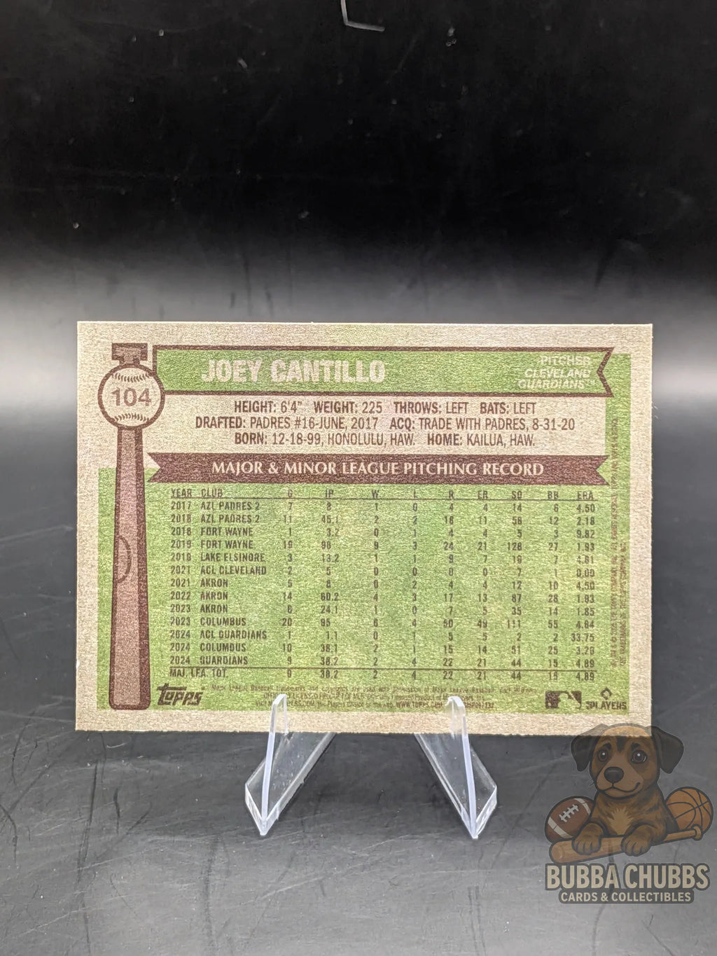  Baseball rookie trading card of rookie Joey Cantillo with the Cleveland Guardians topps heritage