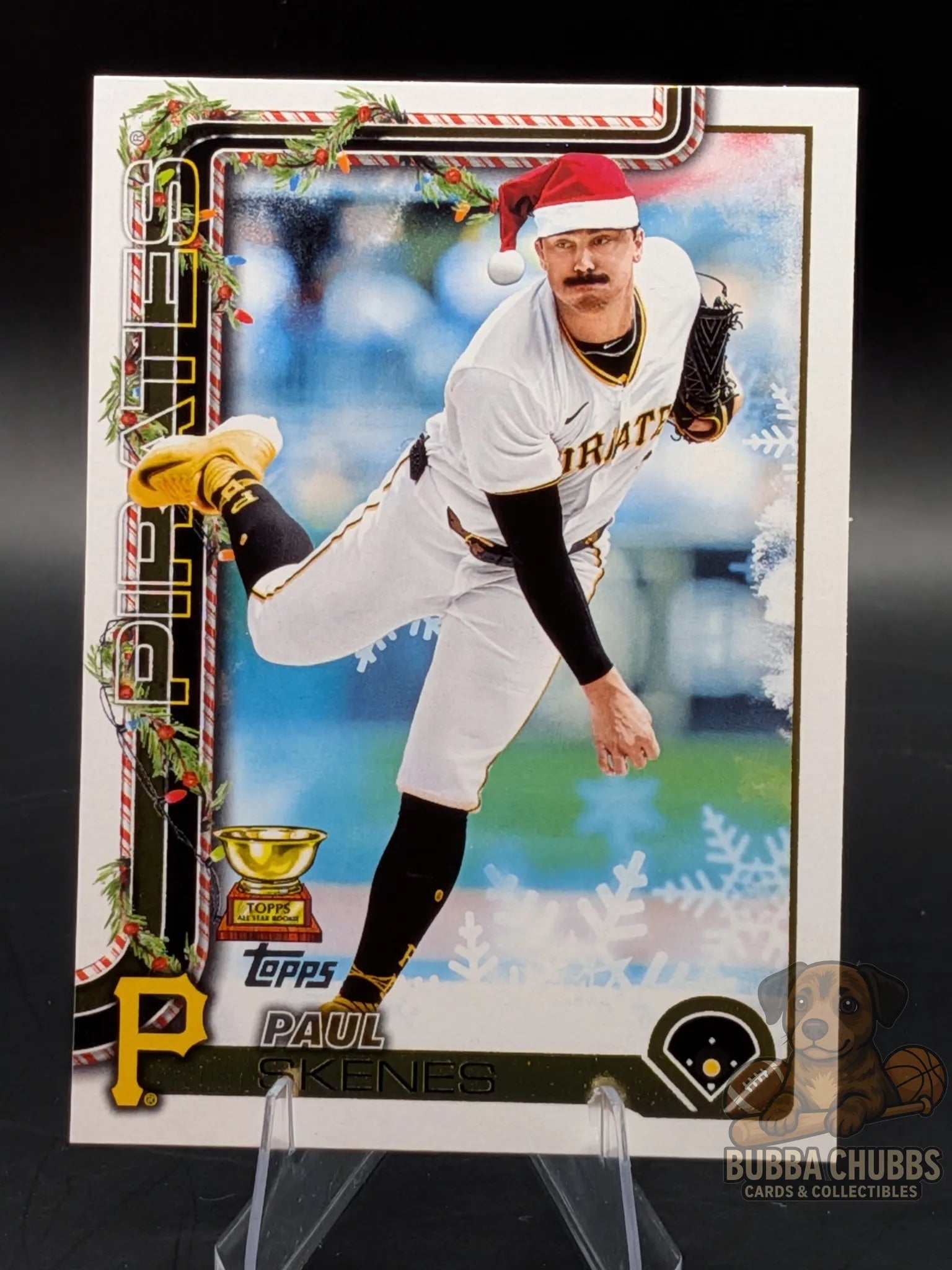 Baseball trading card of Paul Skenes of the Pittsburgh Pirates Topps Holiday Rookie Cup