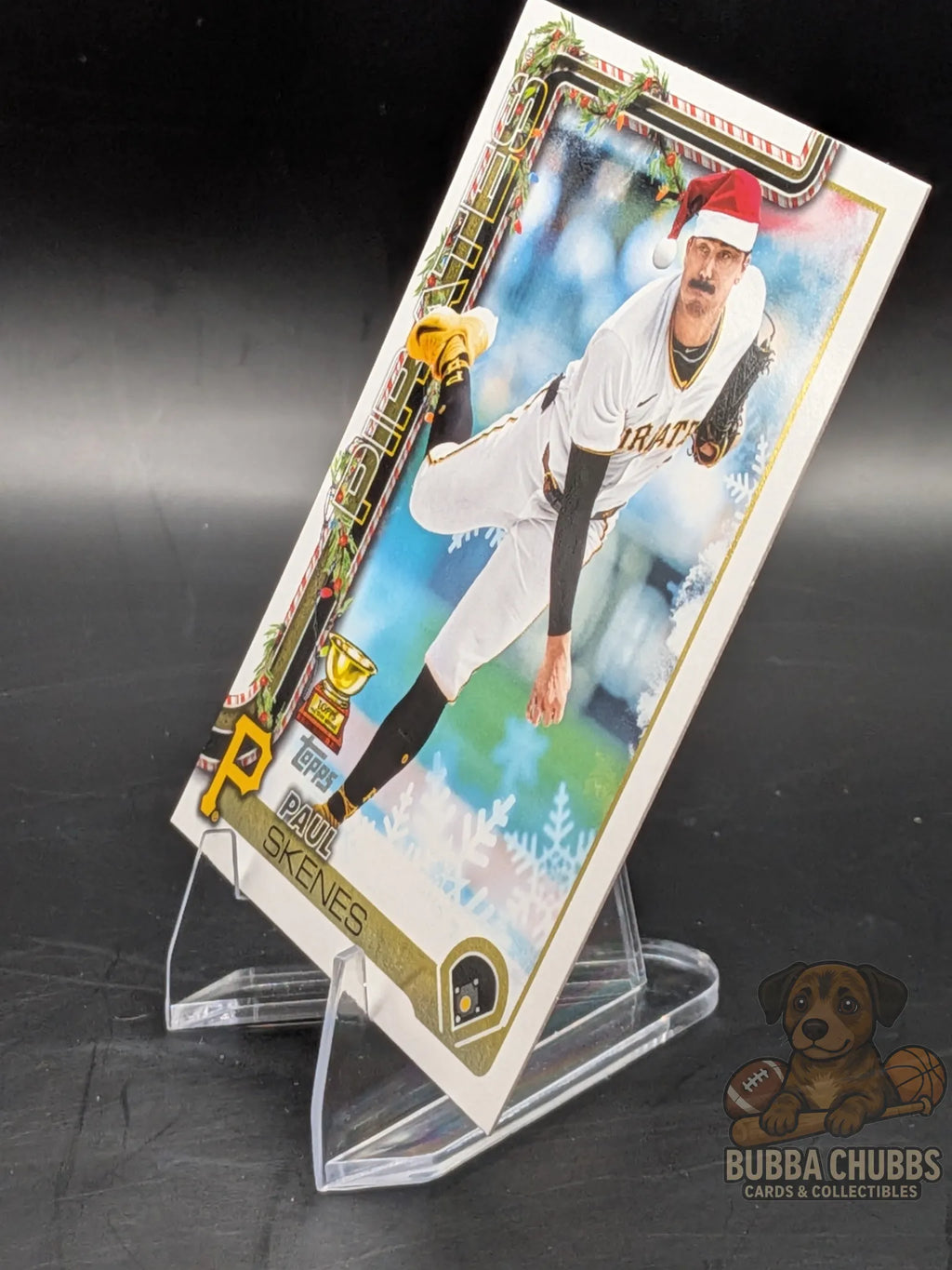Baseball trading card of Paul Skenes of the Pittsburgh Pirates Topps Holiday Rookie Cup