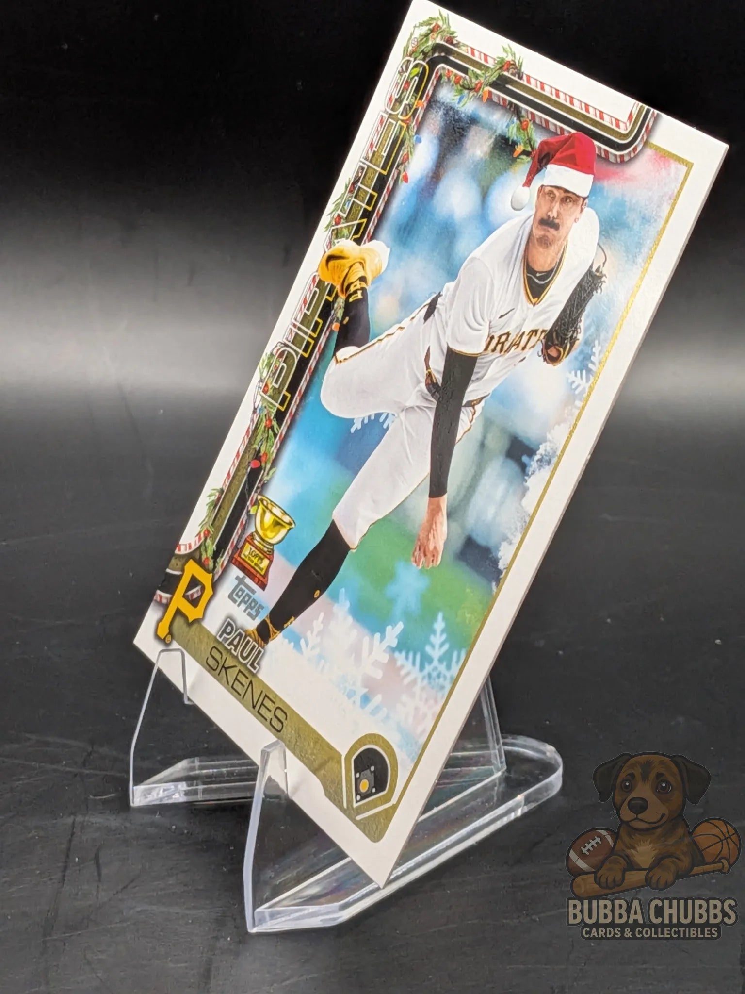 Baseball trading card of Paul Skenes of the Pittsburgh Pirates Topps Holiday Rookie Cup