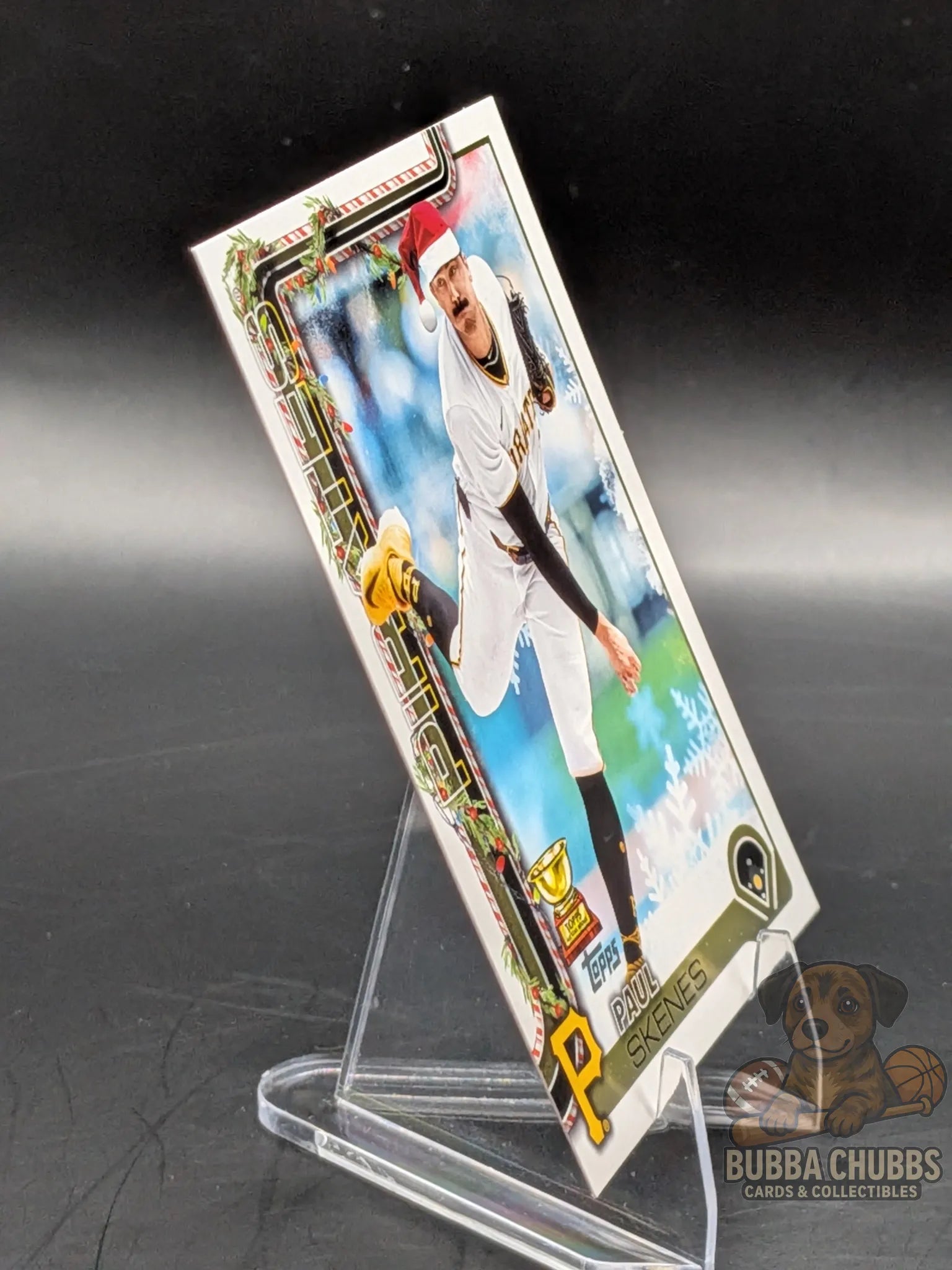 Baseball trading card of Paul Skenes of the Pittsburgh Pirates Topps Holiday Rookie Cup