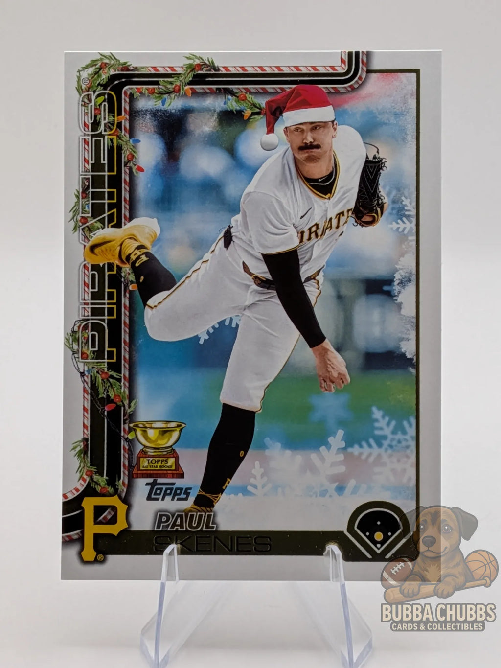 Baseball trading card of Paul Skenes of the Pittsburgh Pirates Topps Holiday Rookie Cup