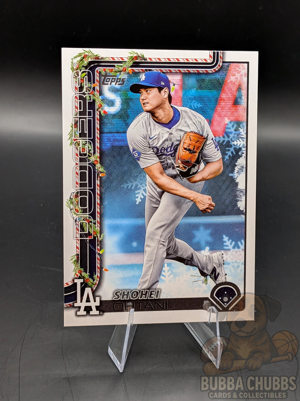 Baseball trading card featuring Shohei Ohtani topps holiday