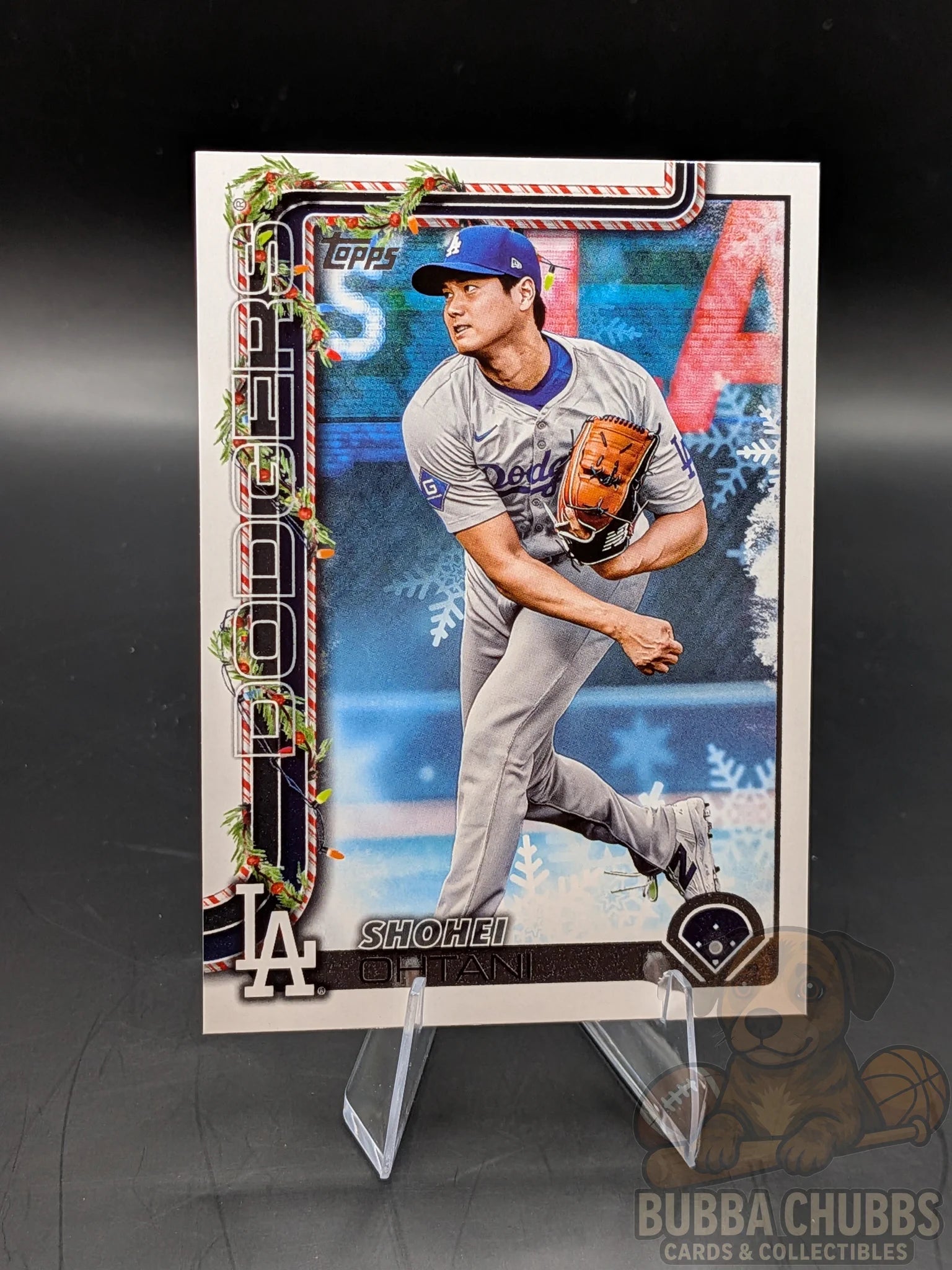 Baseball trading card featuring Shohei Ohtani topps holiday