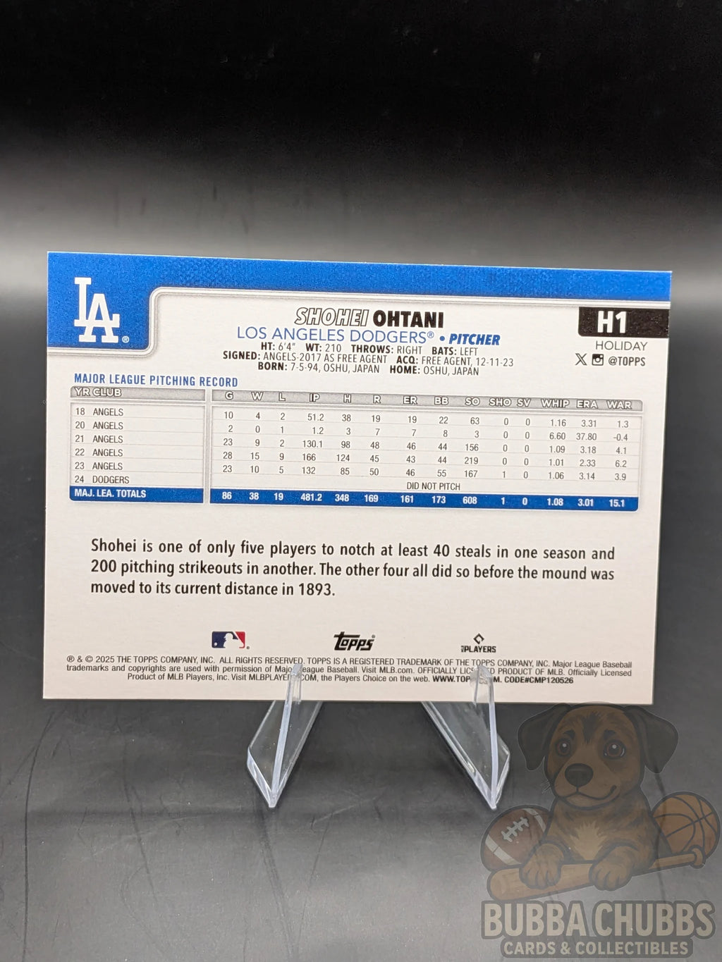 Baseball trading card featuring Shohei Ohtani topps holiday