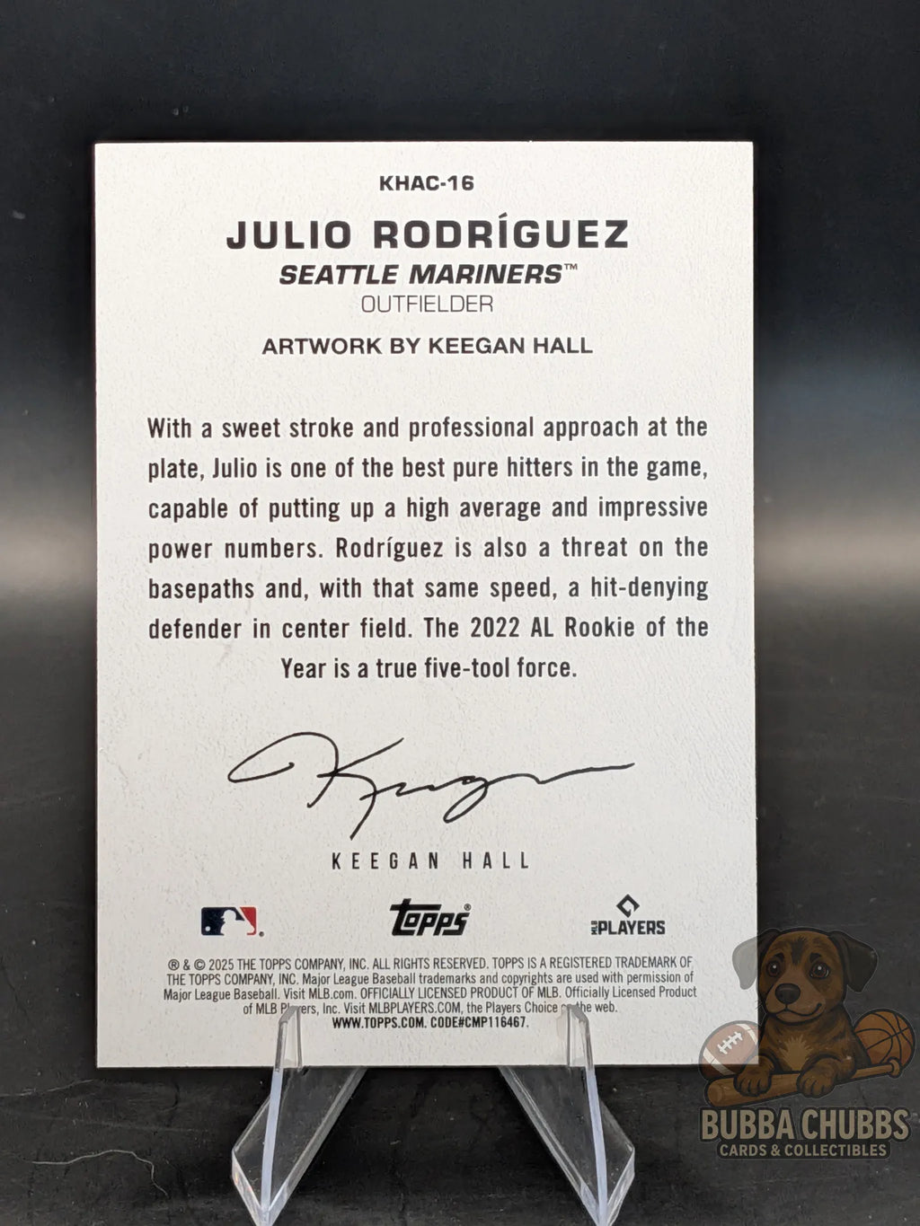 Baseball trading card of julio rodriguez seattle mariners topps update series keegan hall art subset insert card