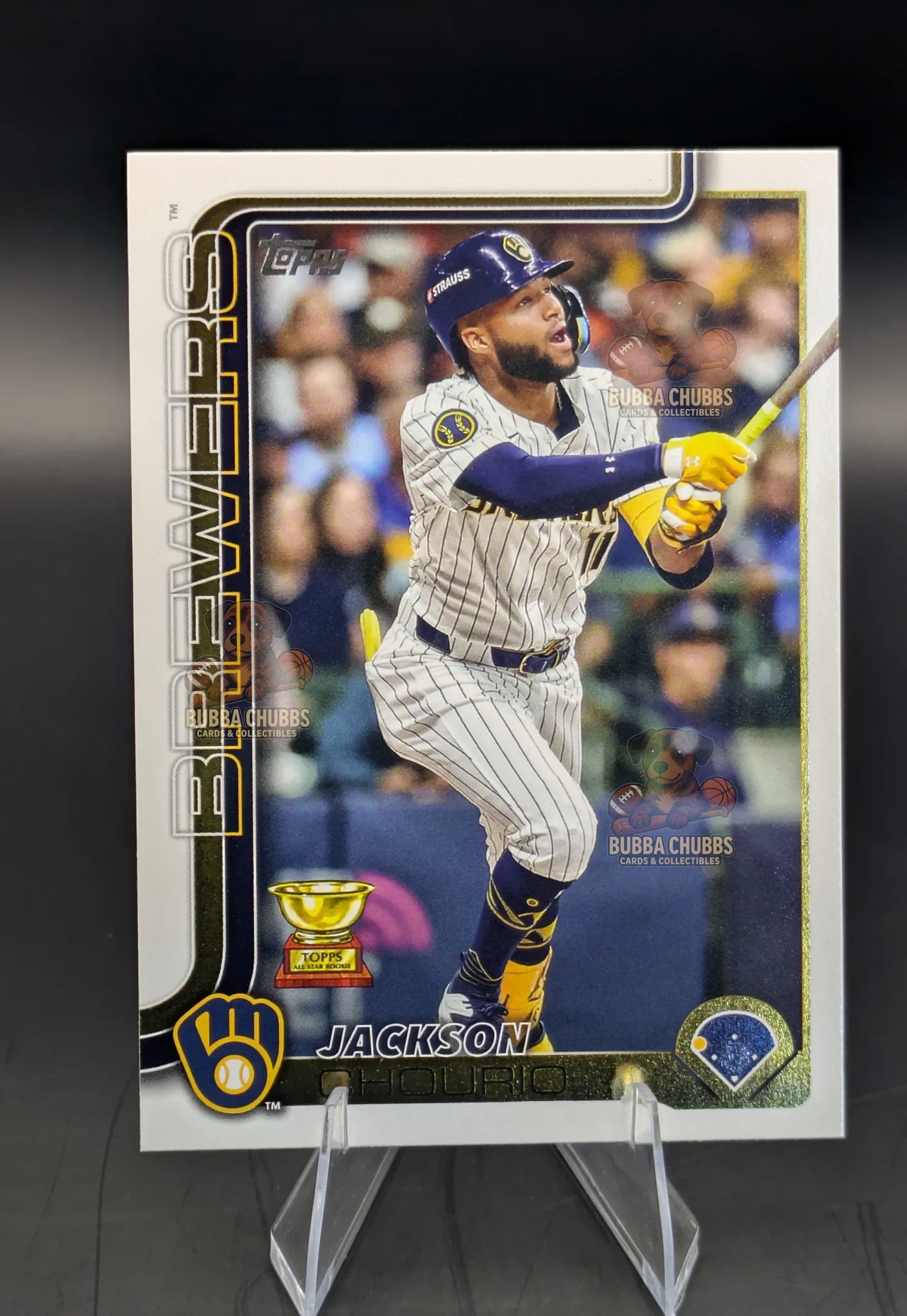 Baseball trading card of Jackson Chourio in a Milwaukee Brewers uniform Topps Series 2 Companion Variation CC2-1
