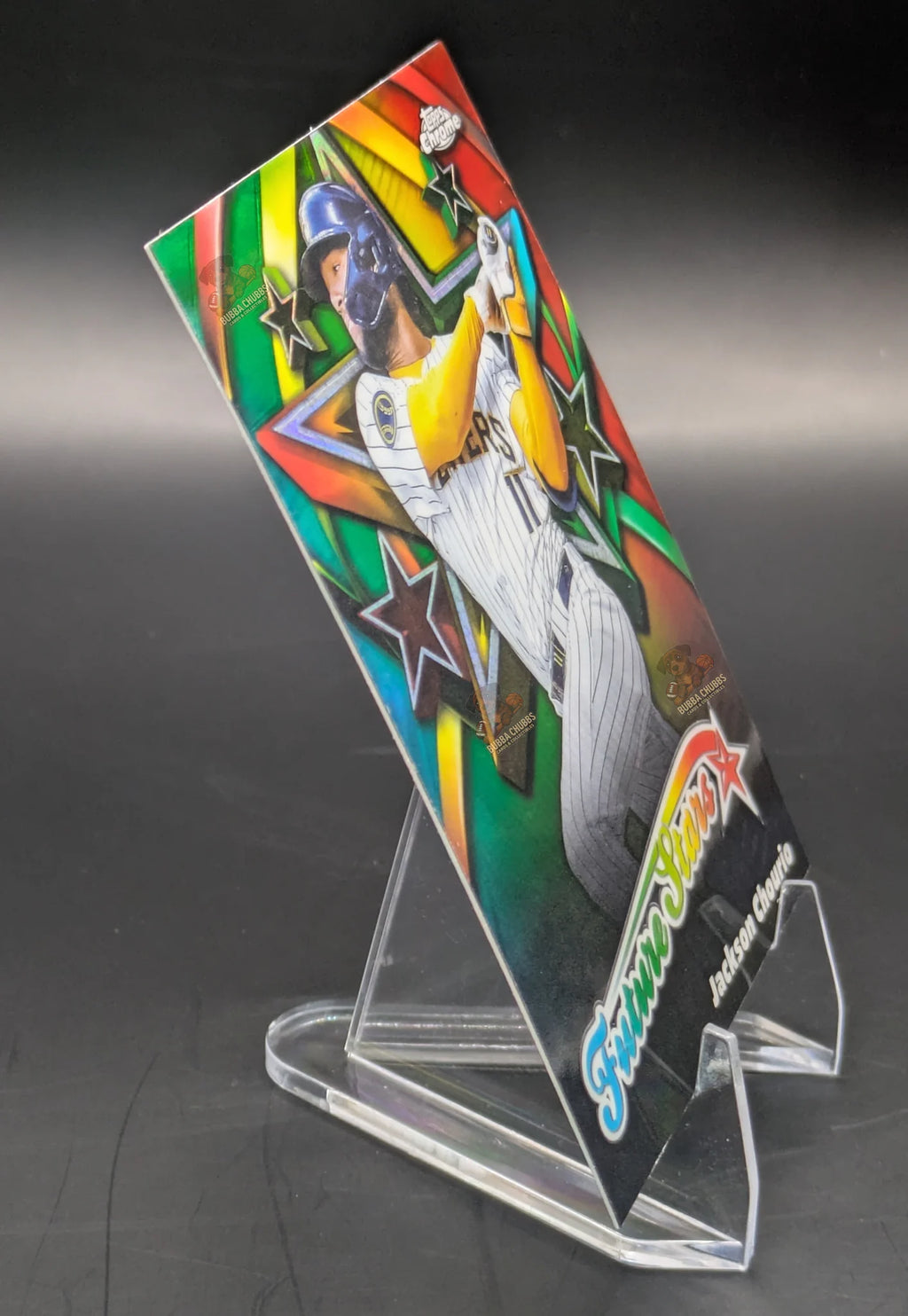 Baseball trading card of Jackson Chourio in a Milwaukee Brewers uniform Topps Chrome Future Stars FS-4 Insert