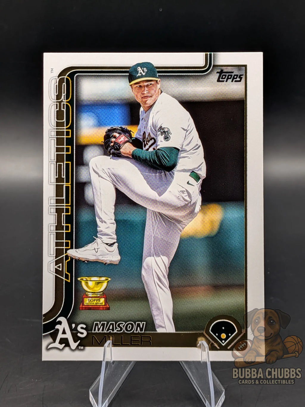 Baseball trading card featuring Mason Miller of the Athletics topps series two rookie cup 