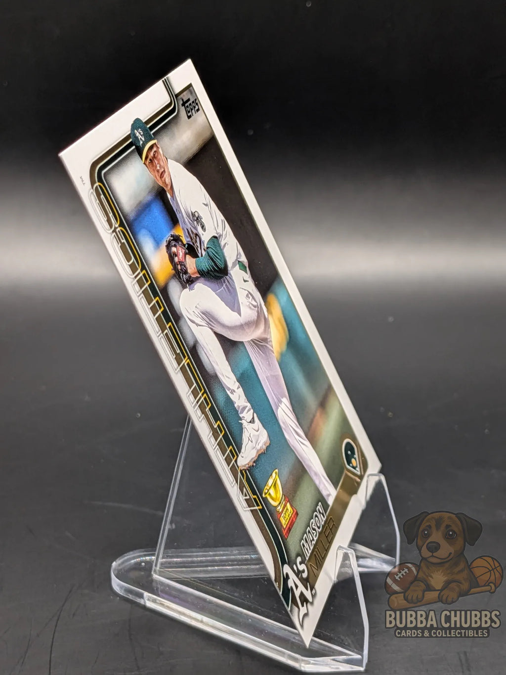 Baseball trading card featuring Mason Miller of the Athletics topps series two rookie cup 