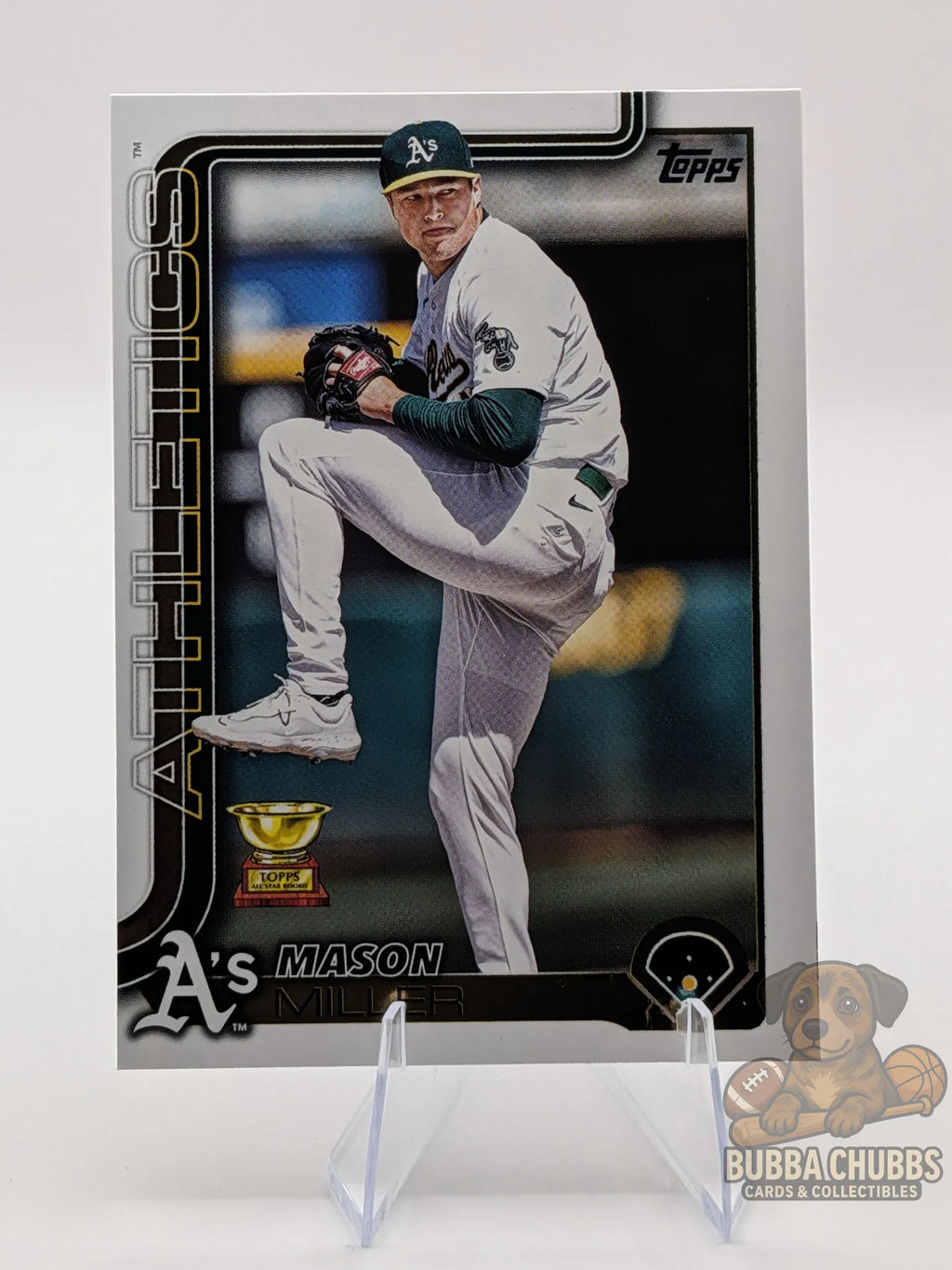 Baseball trading card featuring Mason Miller of the Athletics topps series two rookie cup 