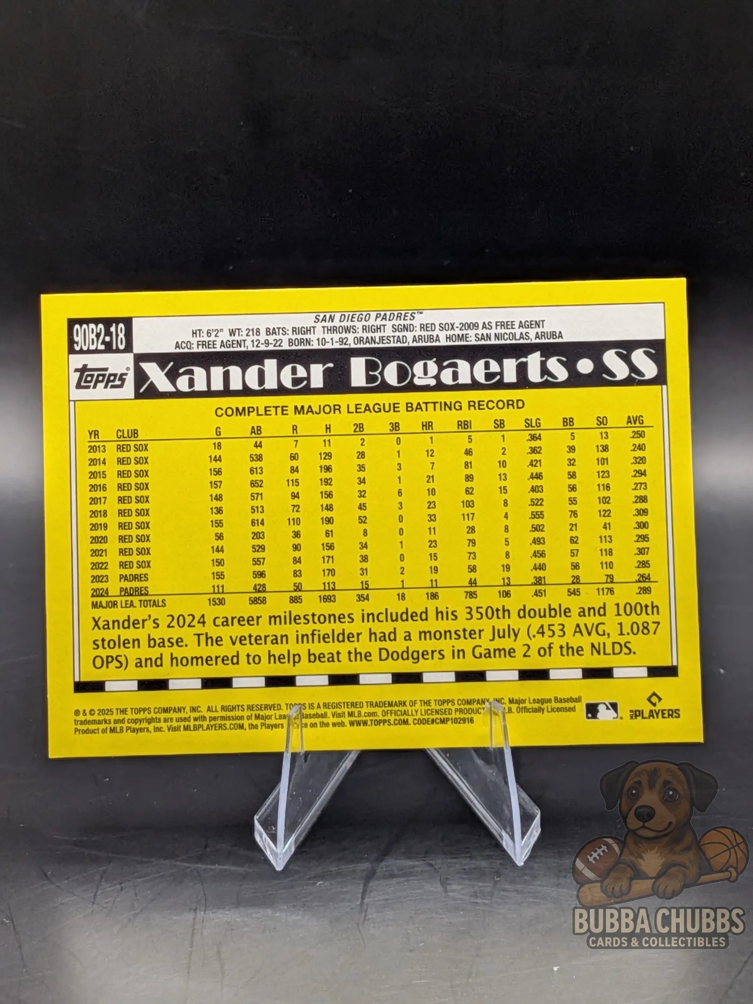 Baseball trading card of Xander Bogaerts of the San Diego Padres topps series two 35th anniversary insert