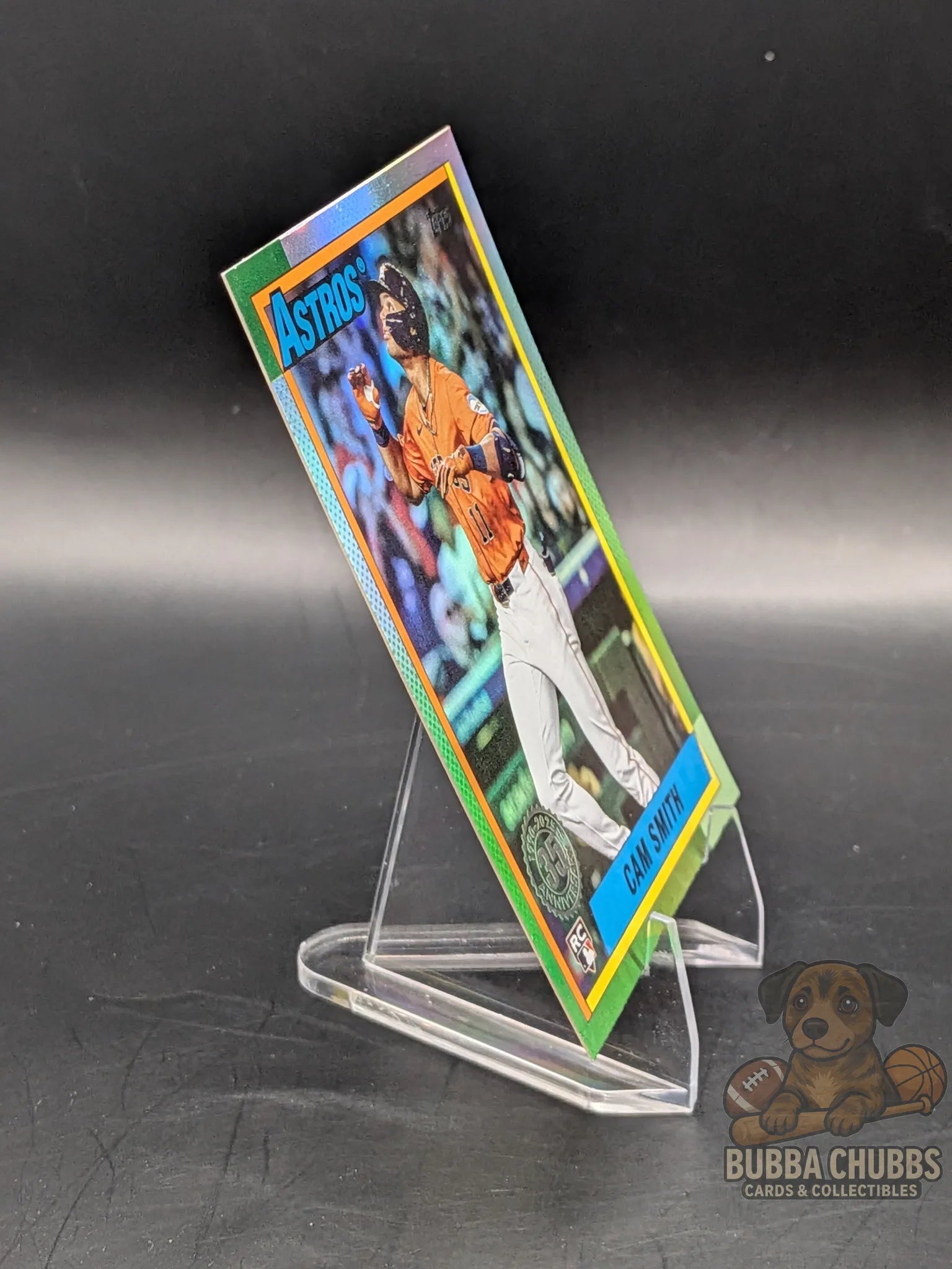 Baseball trading card of Cam Smith of the Houston Astros green parallel 35th anniversary insert topps 