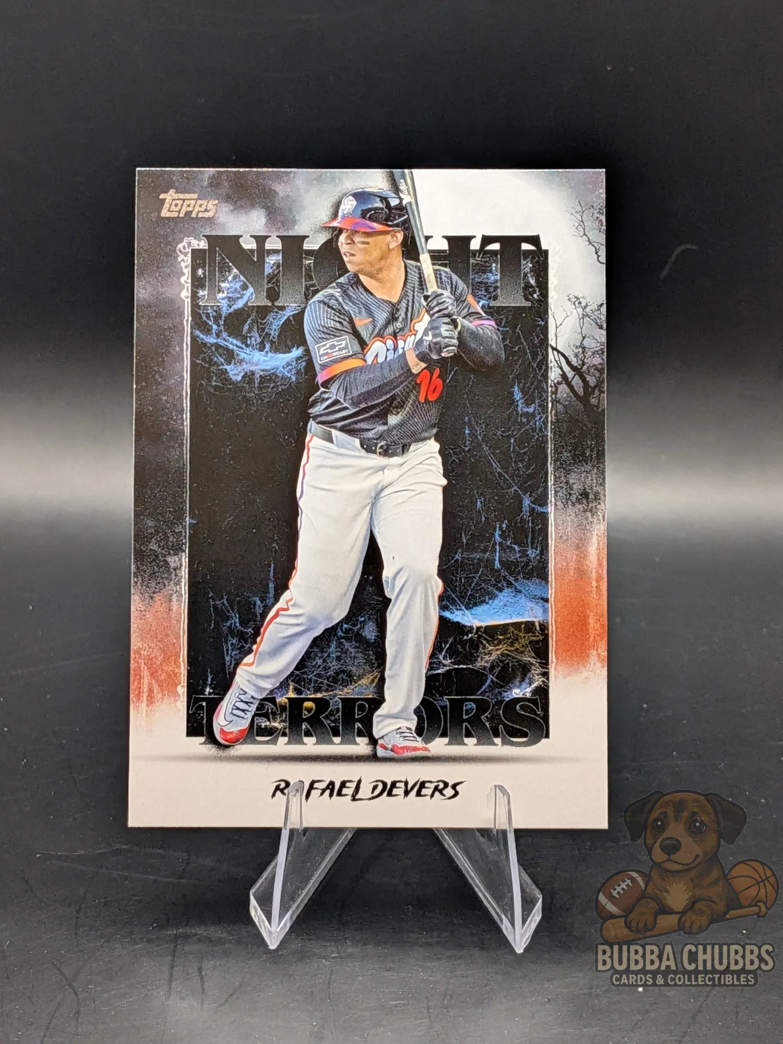 Baseball trading card of Rafael Devers topps update series night terrors insert