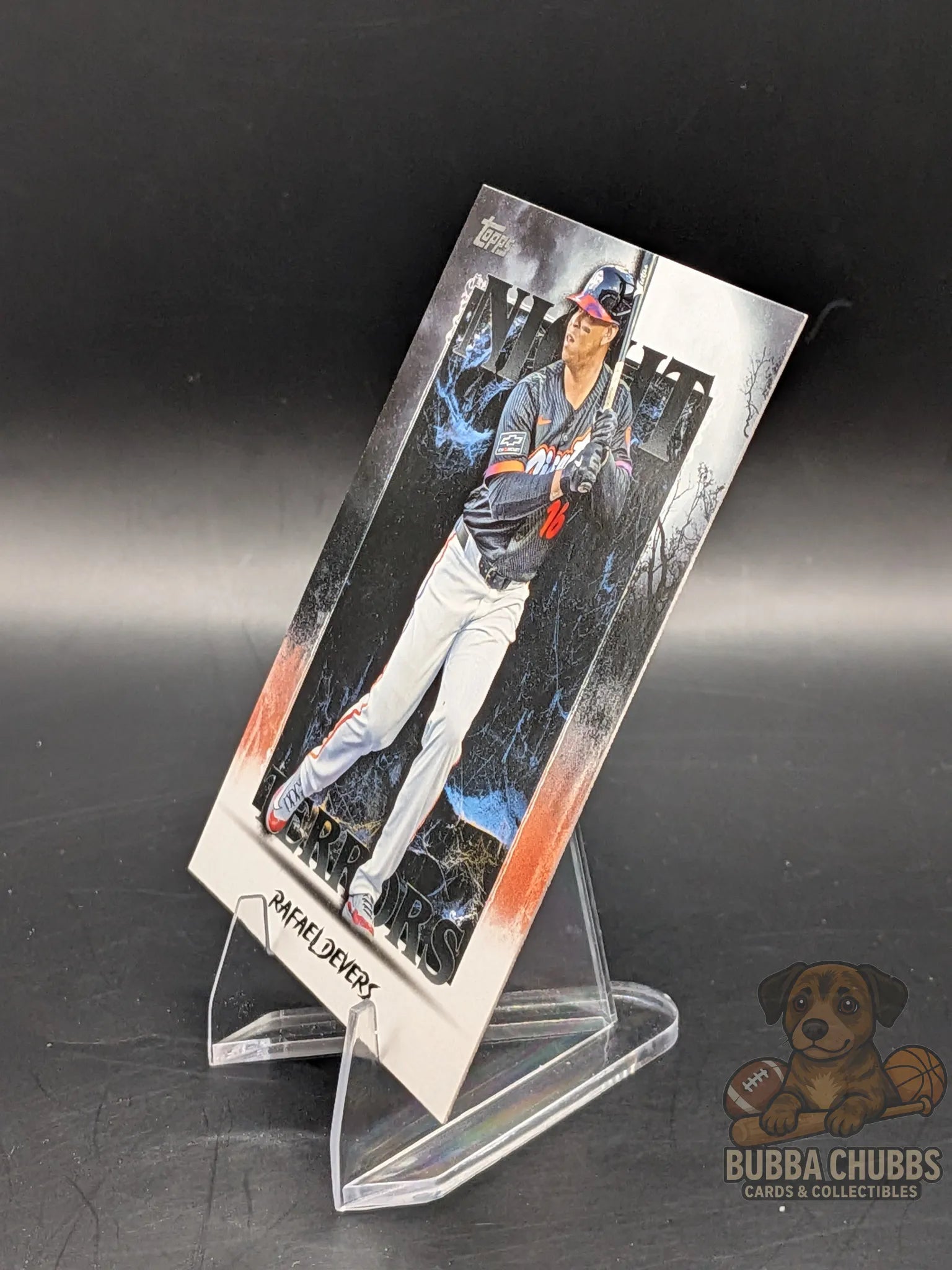 Baseball trading card of Rafael Devers topps update series night terrors insert