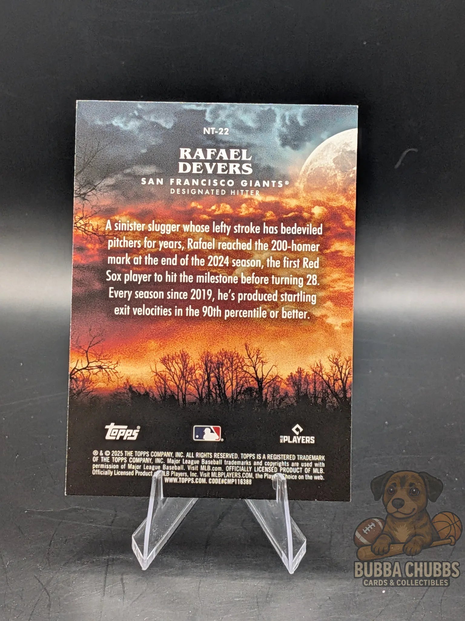 Baseball trading card of Rafael Devers topps update series night terrors insert