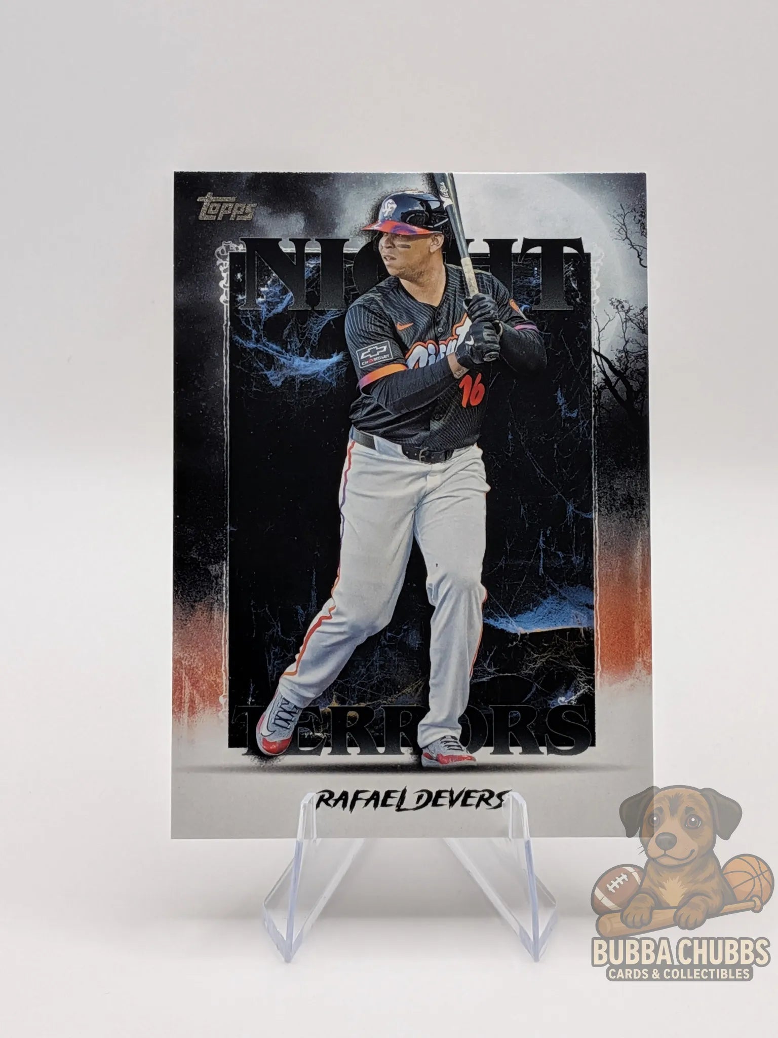Baseball trading card of Rafael Devers topps update series night terrors insert