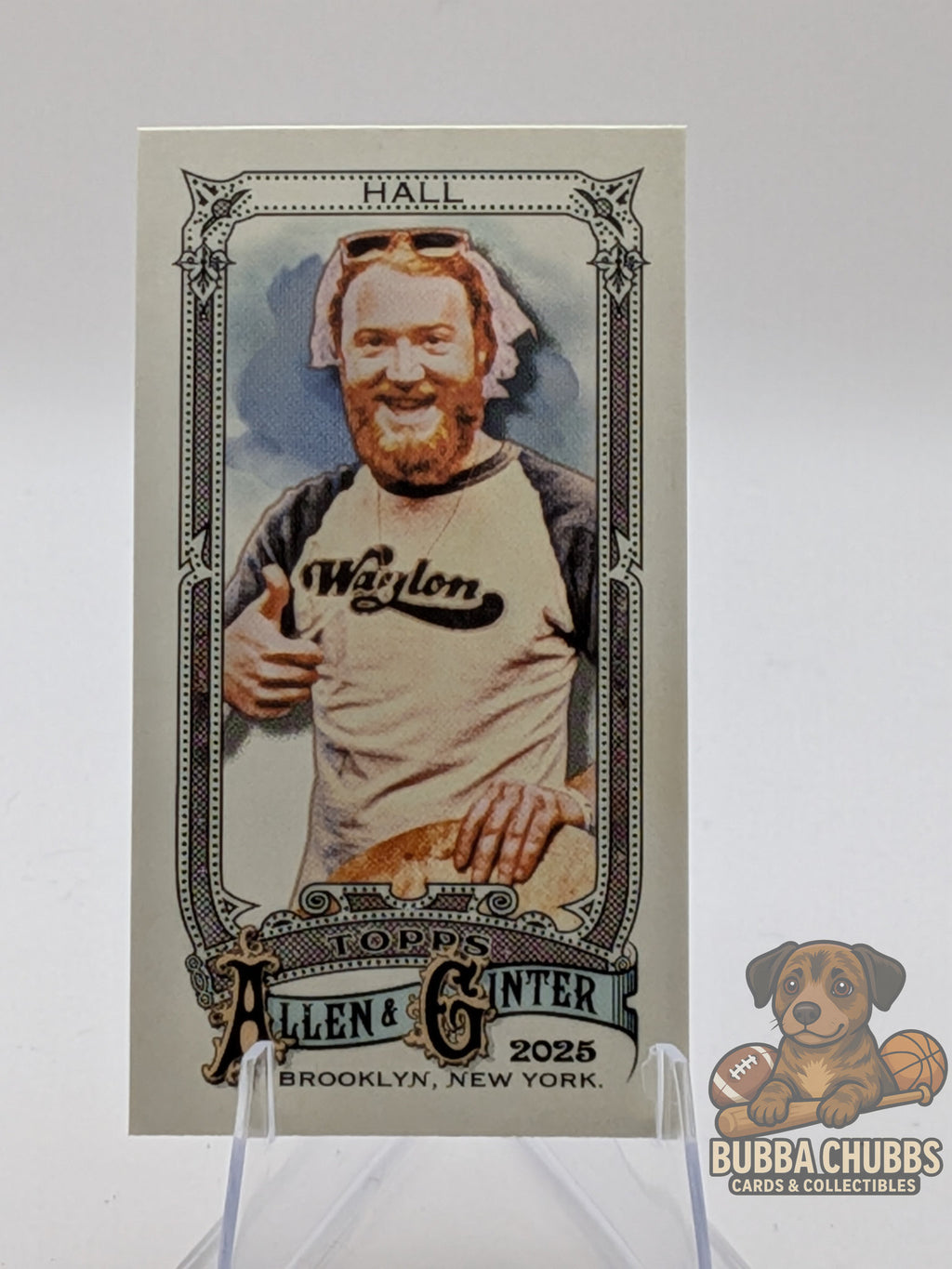 Trading card of musician John Hall topps allen & ginter mini insert