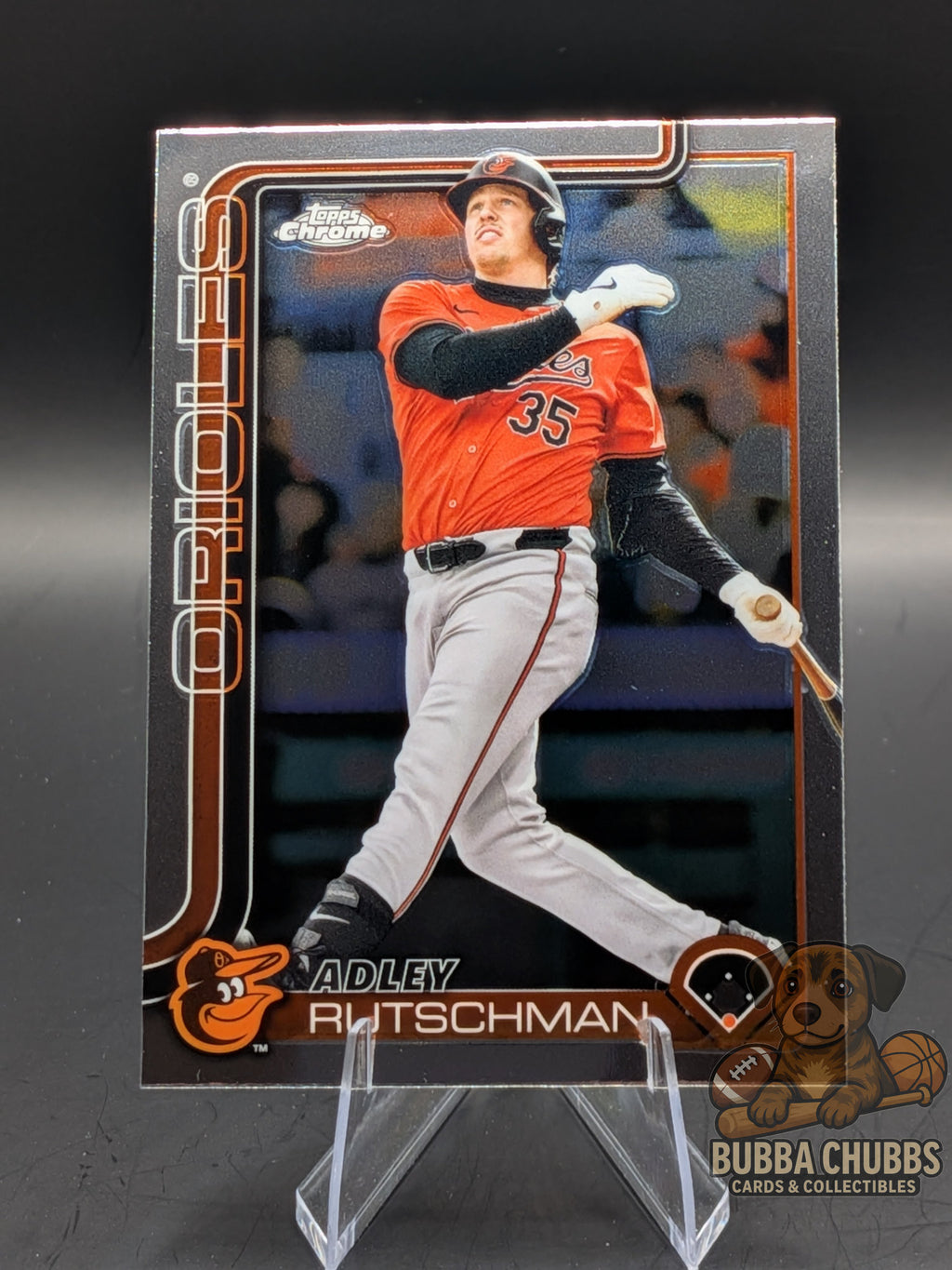 Baseball trading card of Adley Rutschman topps chrome