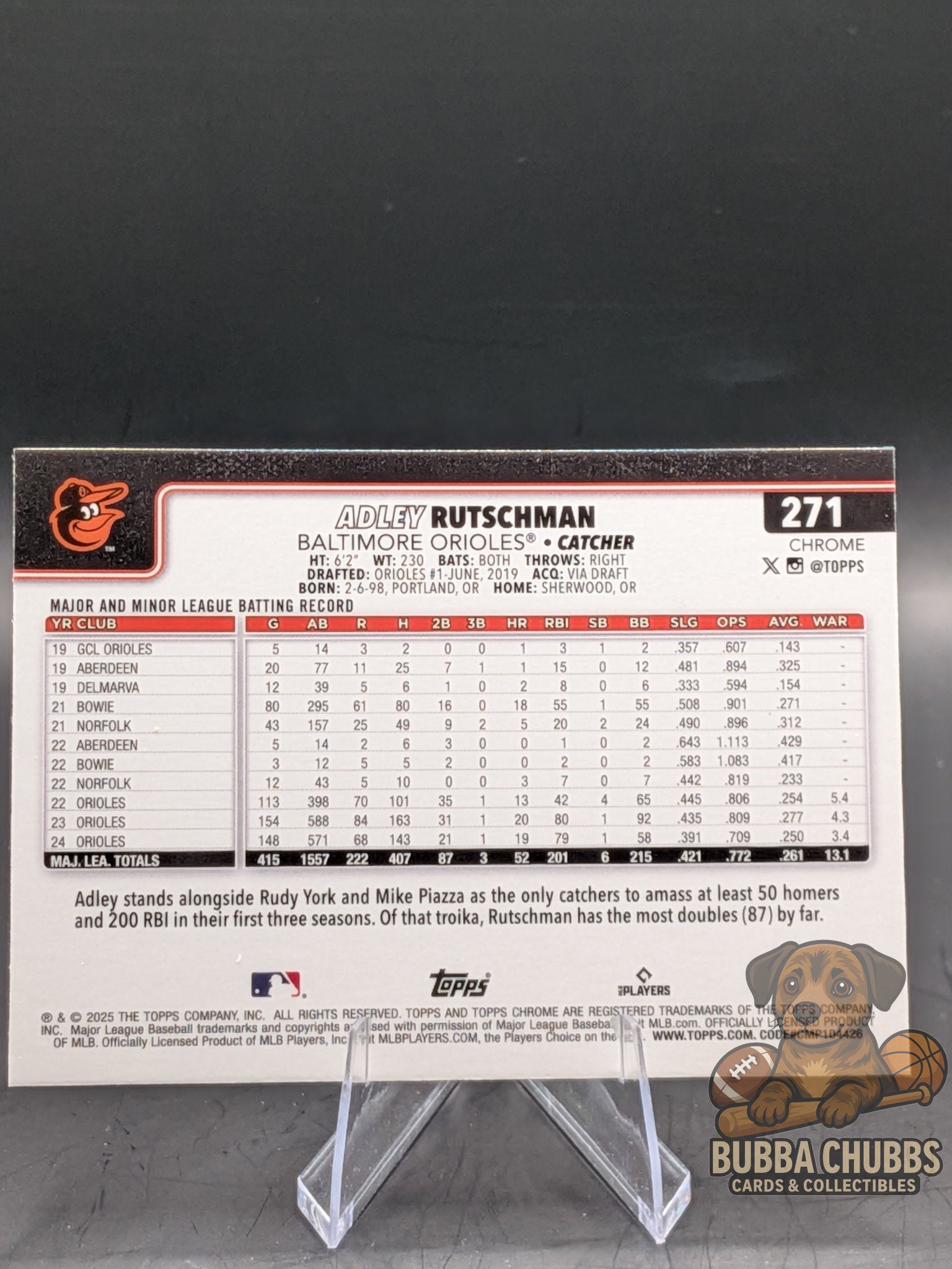 Baseball trading card of Adley Rutschman topps chrome