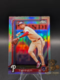Baseball trading card of a Trea Turner Topps Chrome 