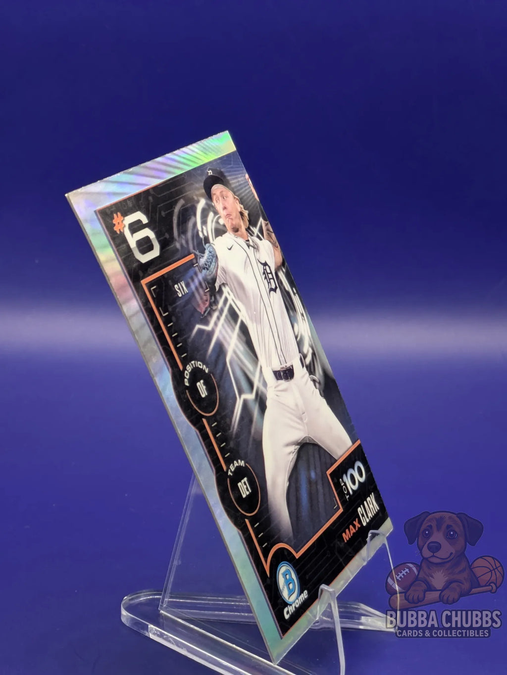 Baseball trading card of Max Clark bowman chrome top 100 prospect