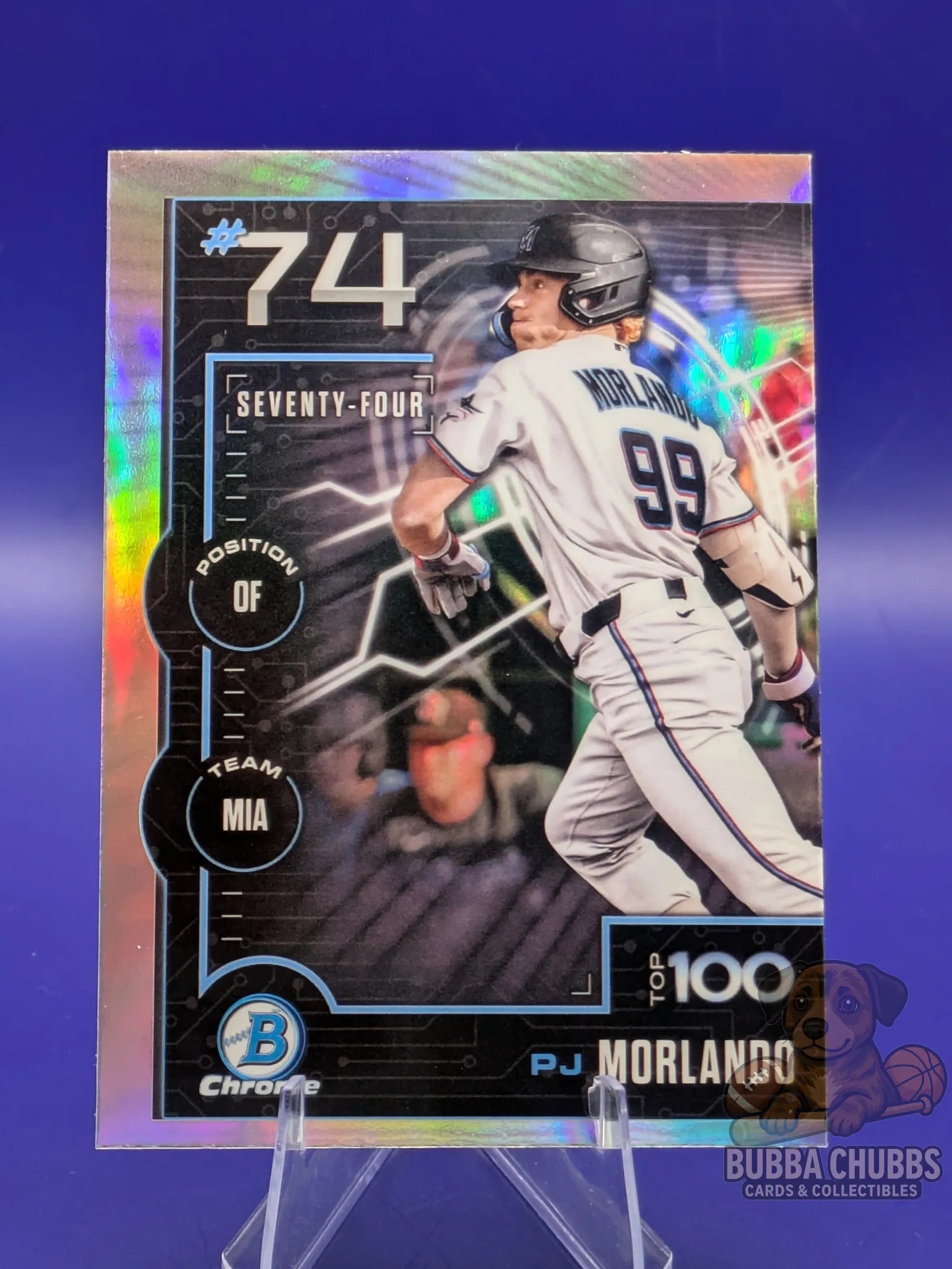 Baseball trading card featuring PJ Morlando bowman chrome Top 100 Prospects