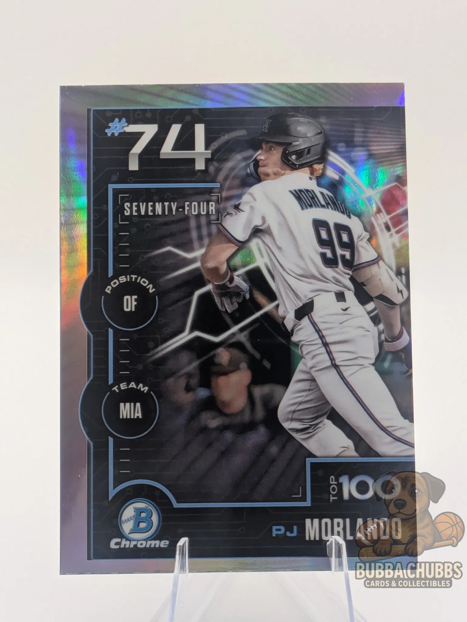 Baseball trading card featuring PJ Morlando bowman chrome Top 100 Prospects