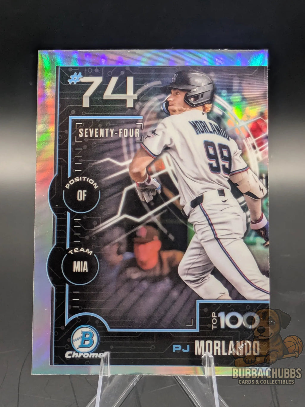 Baseball trading card featuring PJ Morlando bowman chrome Top 100 Prospects
