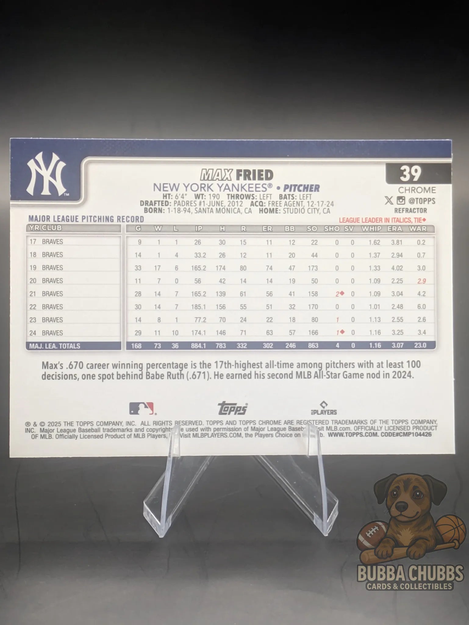 2025 Topps Chrome Base Max Fried #39