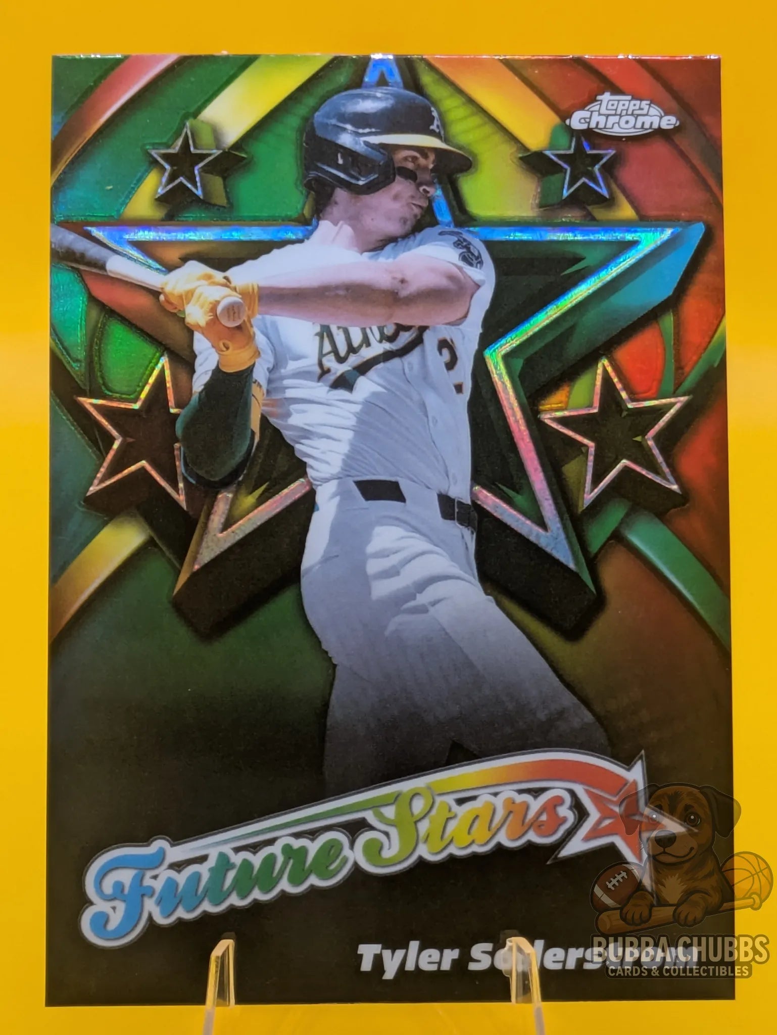 Baseball trading card of Tyler Soderstrom of the Athletics Topps Chrome Future Stars