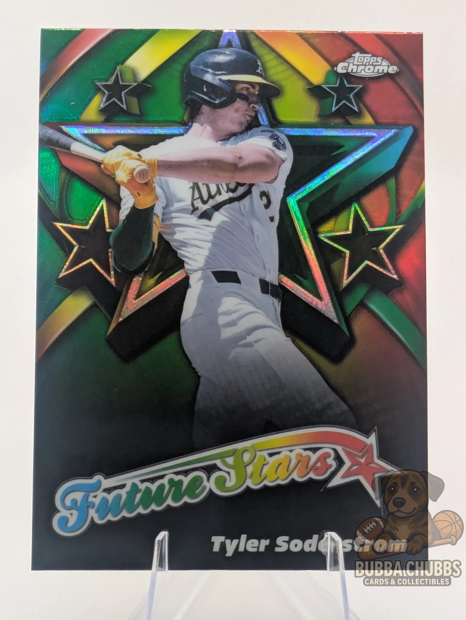 Baseball trading card of Tyler Soderstrom of the Athletics Topps Chrome Future Stars