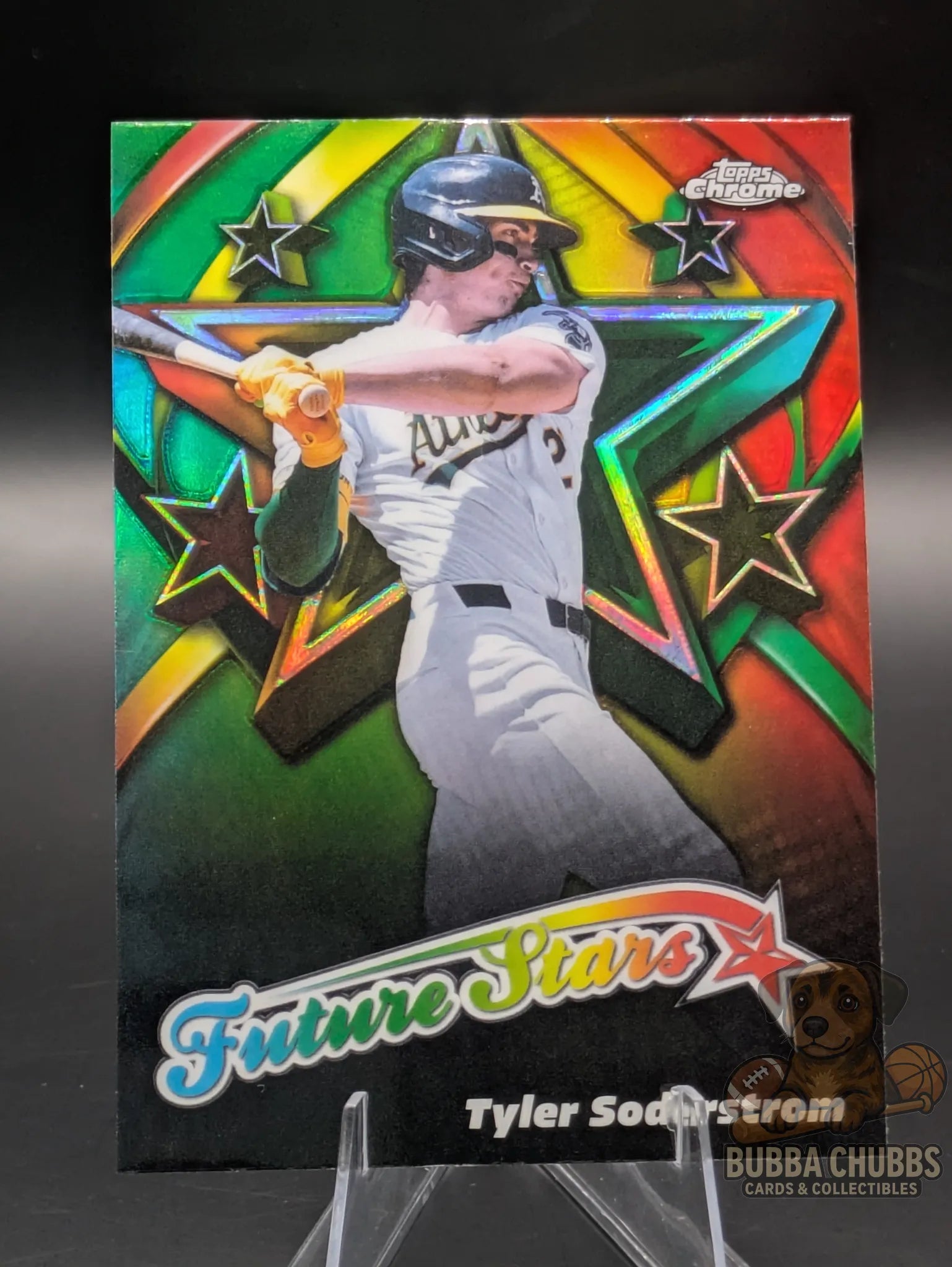 Baseball trading card of Tyler Soderstrom of the Athletics Topps Chrome Future Stars