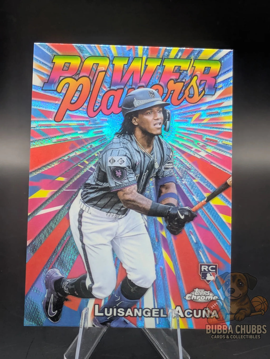 Baseball rookie trading card of Luisangel Acuna of the New York Mets topps "Power Players"