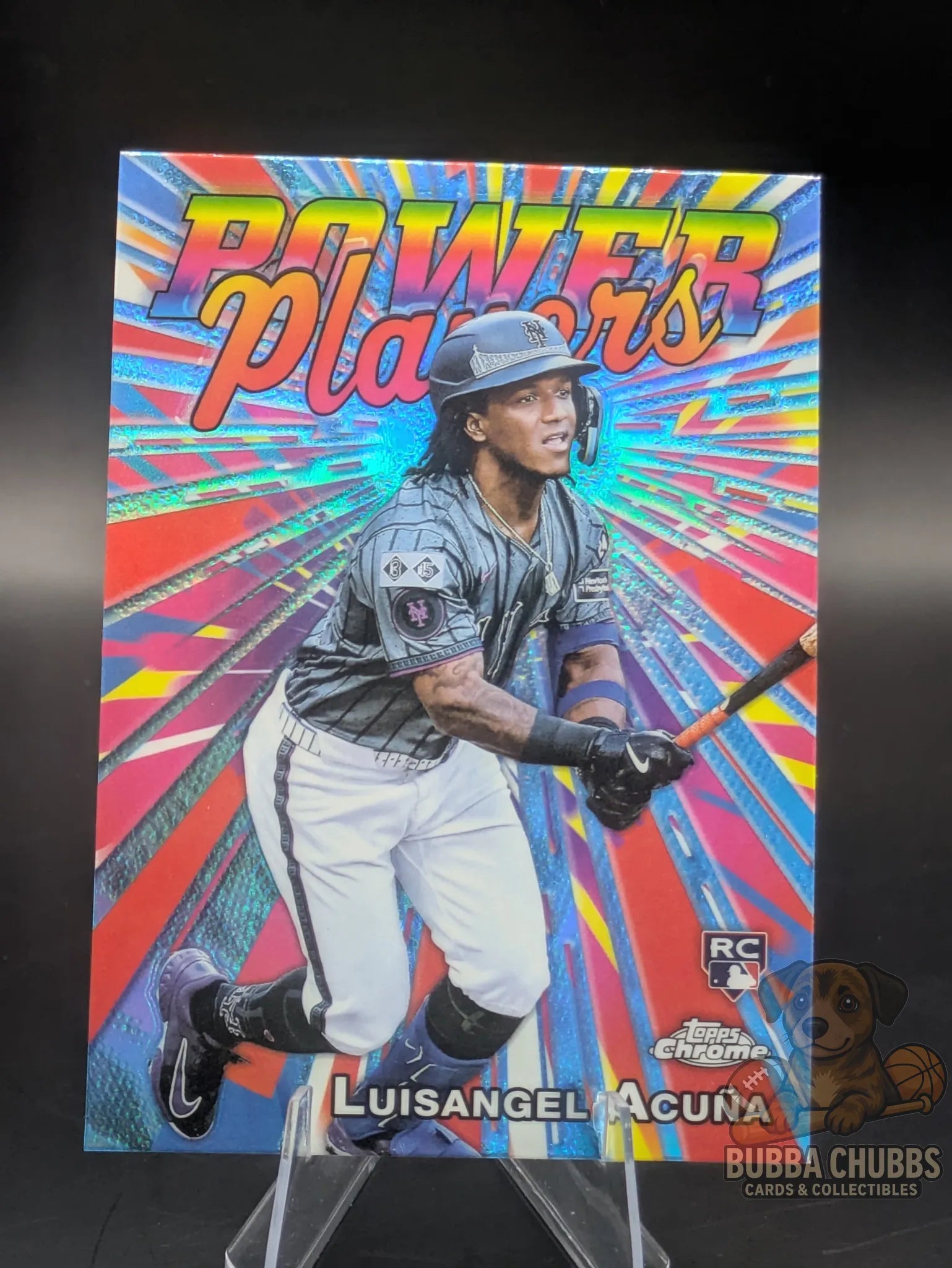 Baseball rookie trading card of Luisangel Acuna of the New York Mets topps "Power Players"